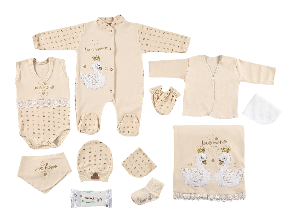 %100 Organik Pamuk Bebek Takımı Hastane Çıkışı Yenidoğan Set 10 P