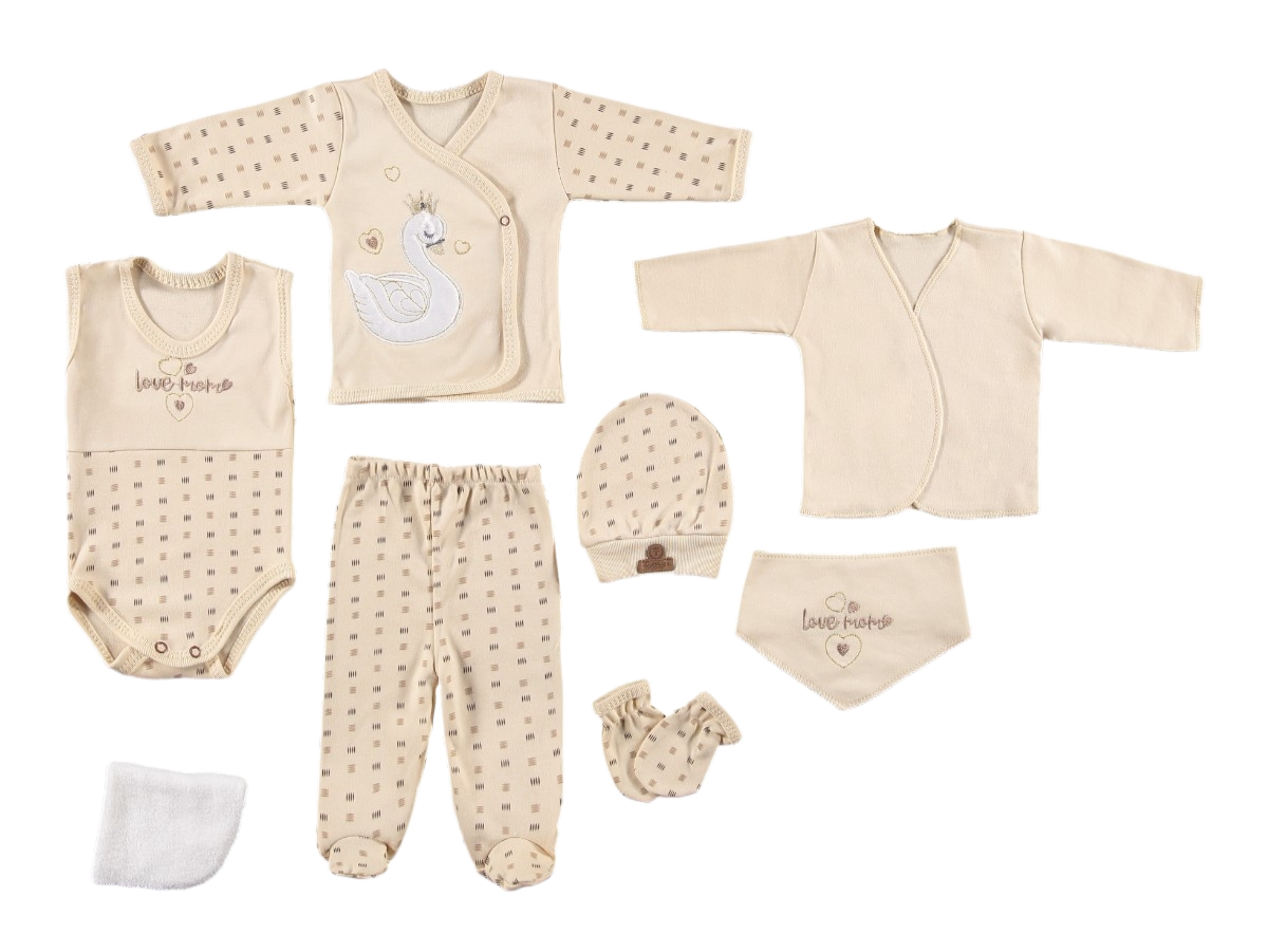 %100 Organik Pamuk Lüks Zebra Desen Bebek Takımı Hastane Çıkışı Y