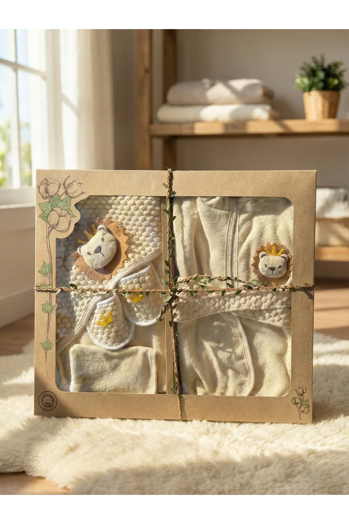 %100 Organik Pamuk Bebek Premium Bornoz Seti 0-2 Yaş – 4 Parça, Unisex, hediyelik Kutulu %100 Organik Pamuk Bebek Premium Bornoz Seti 0-2 Yaş – 4 Parça, Unisex, hediyelik Kutulu