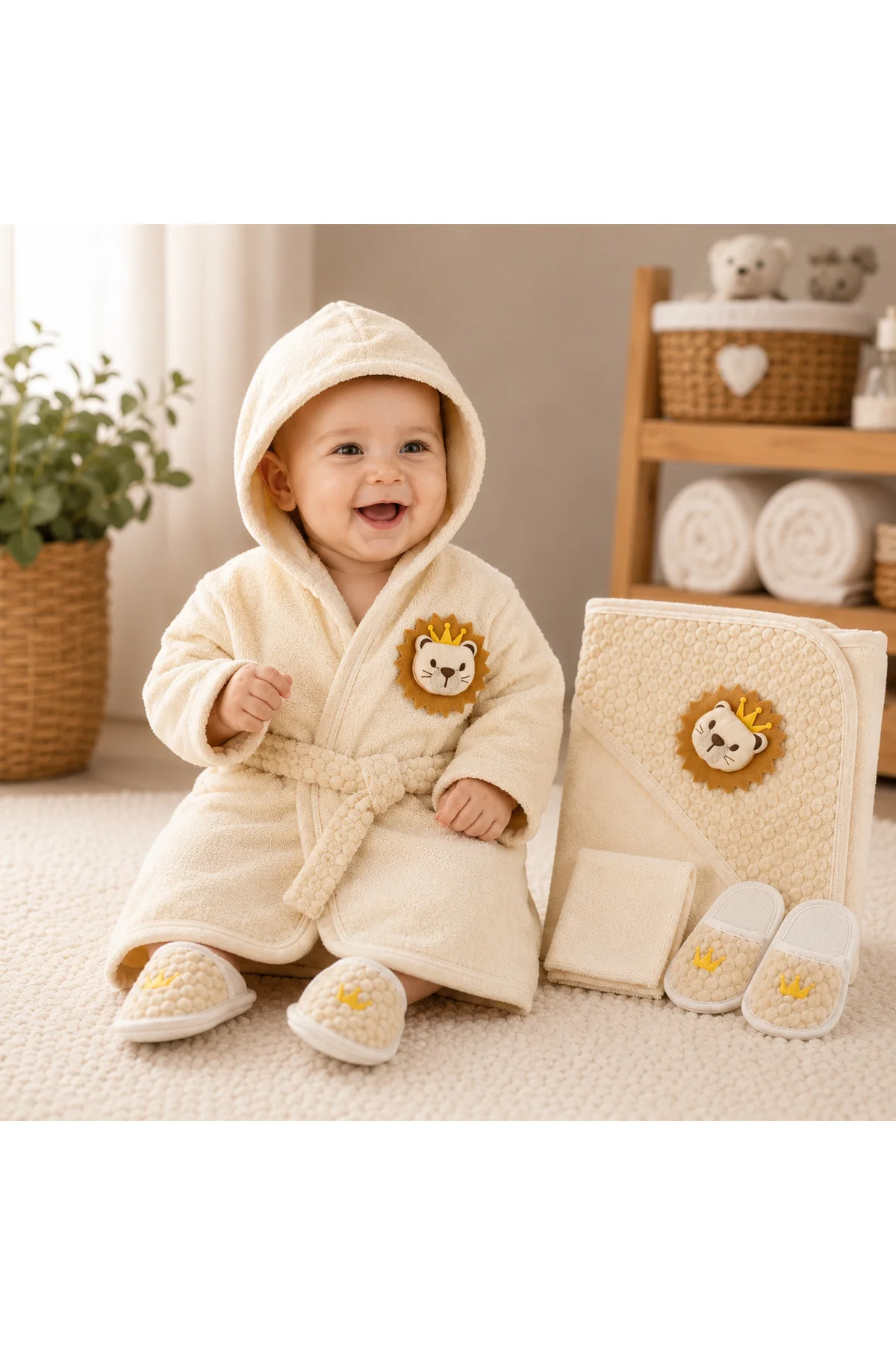 %100 Organik Pamuk Bebek Premium Bornoz Seti 0-2 Yaş – 4 Parça, Unisex, hediyelik Kutulu %100 Organik Pamuk Bebek Premium Bornoz Seti 0-2 Yaş – 4 Parça, Unisex, hediyelik Kutulu