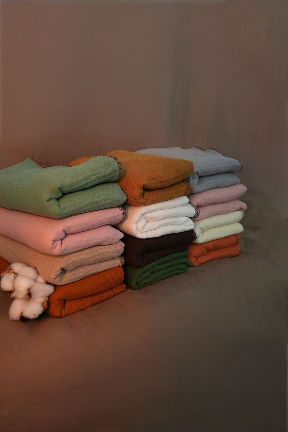 Mordesign %100 Pamuk 4 Katli Firfirli Müslin Bebek Battaniyesi, Müslin Örtü