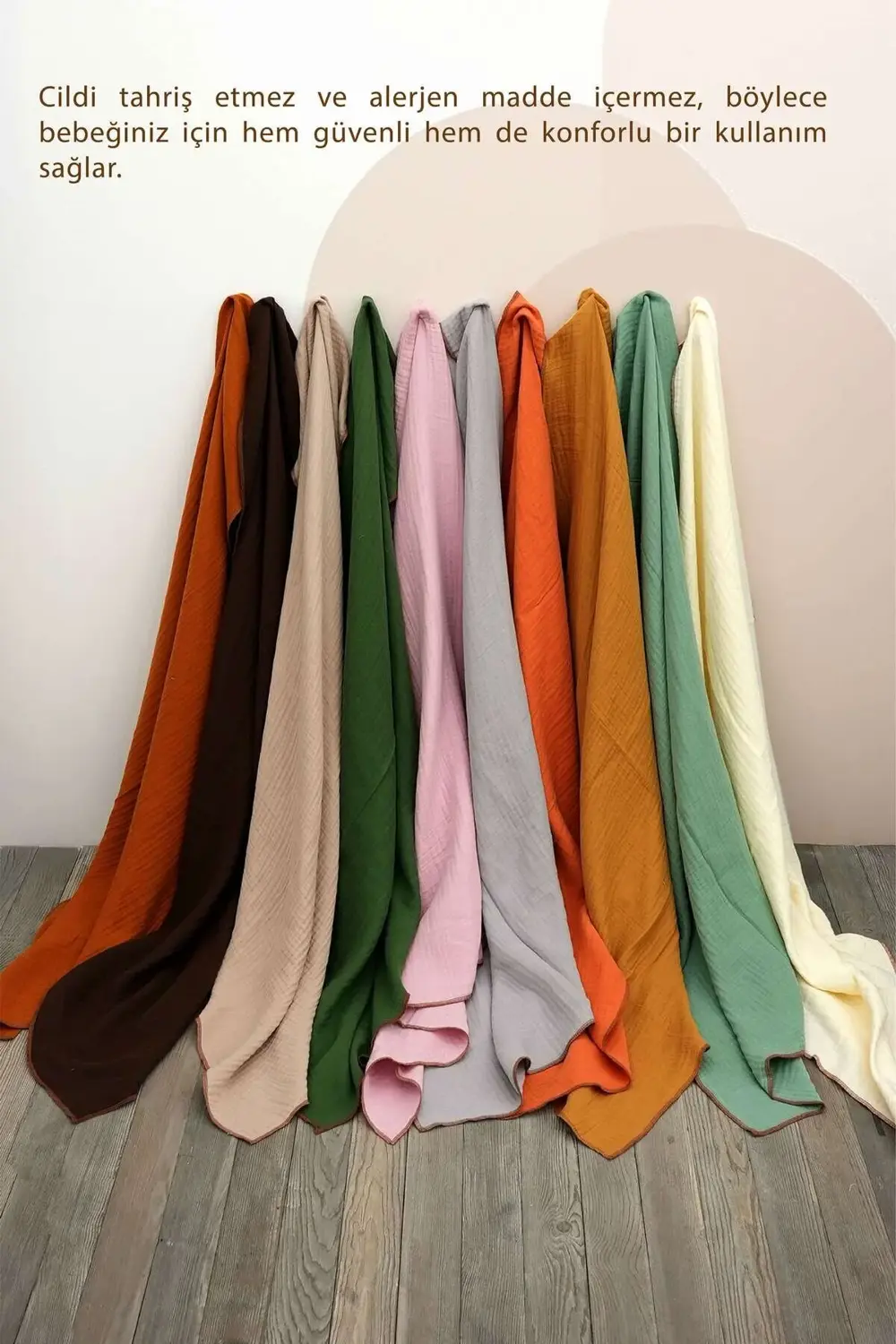 %100 Pamuk 4 Katlı Müslin Bebek Battaniyesi, 100x120 cm Müslin Ör