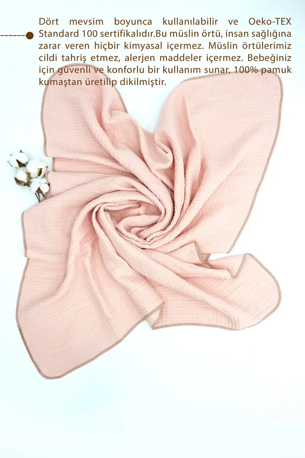 %100 Pamuk 4 Katlı Müslin Bebek Battaniyesi, Bebek Kundağı, Müsli