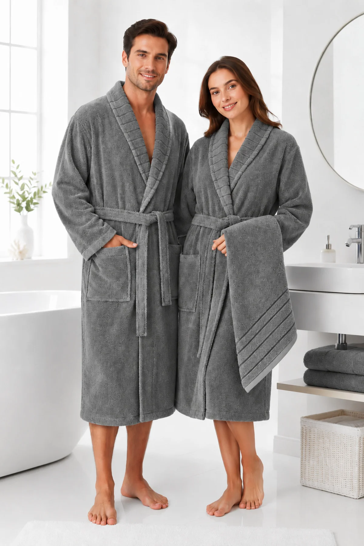 %100 Pamuk Bornoz Seti | Unisex Yumuşak Dokulu | Yüksek Su Emici 