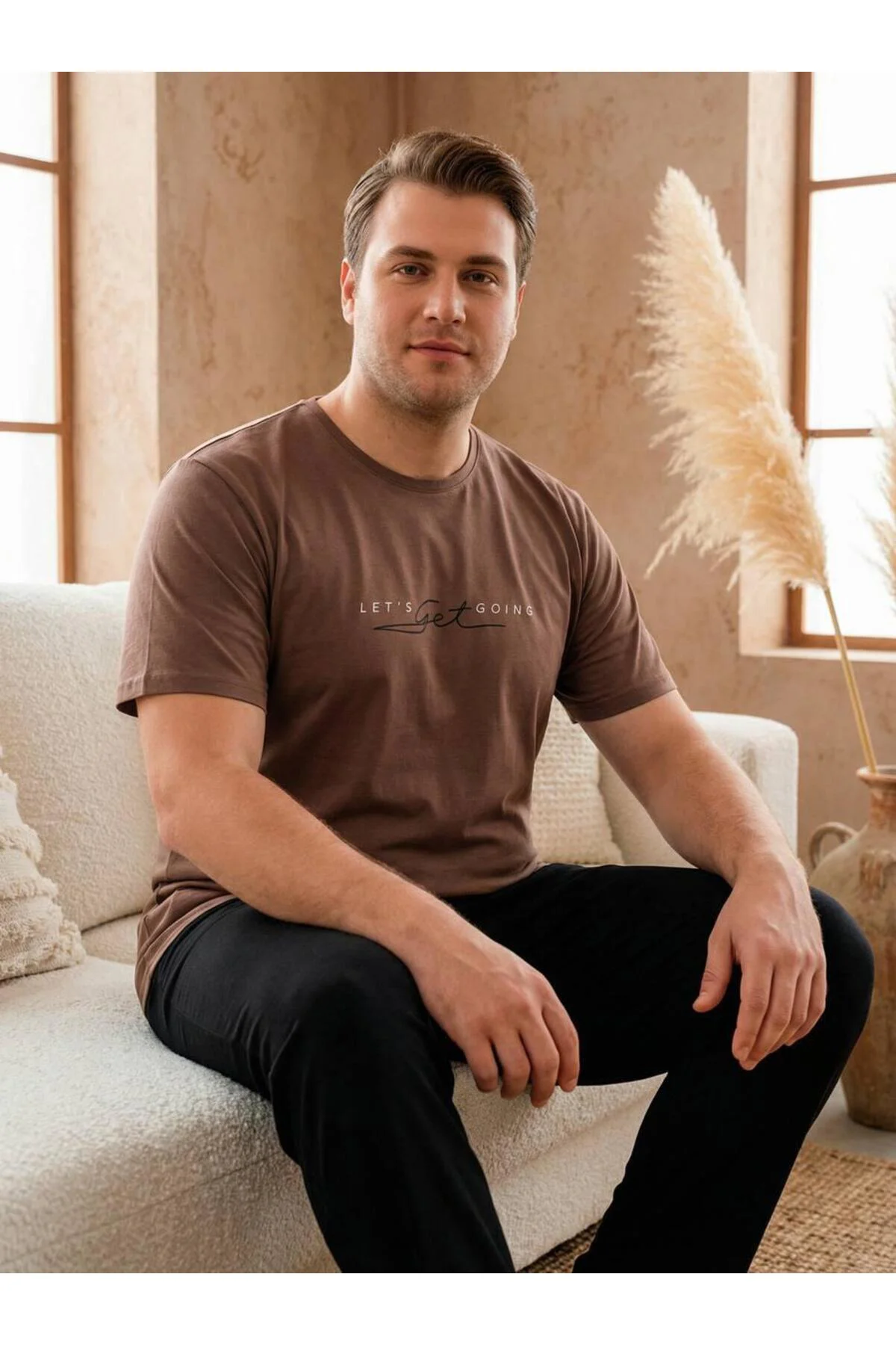 %100 pamuk büyük beden kısa kol cep detaylı erkek pijama takımı