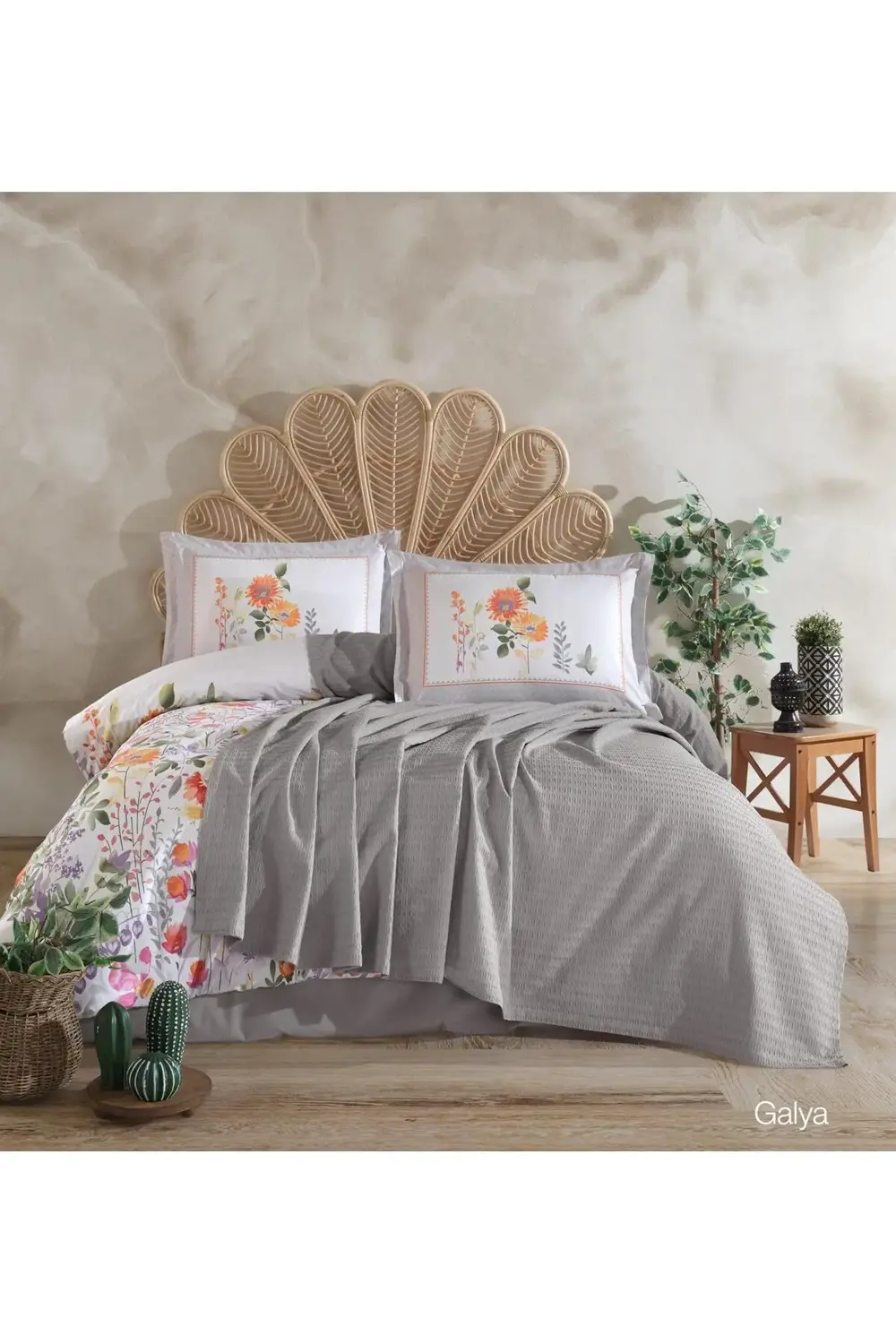 %100 Pamuk Çift Kişilik Pikeli Nevresim Takımı Oda Kokusu Hediye