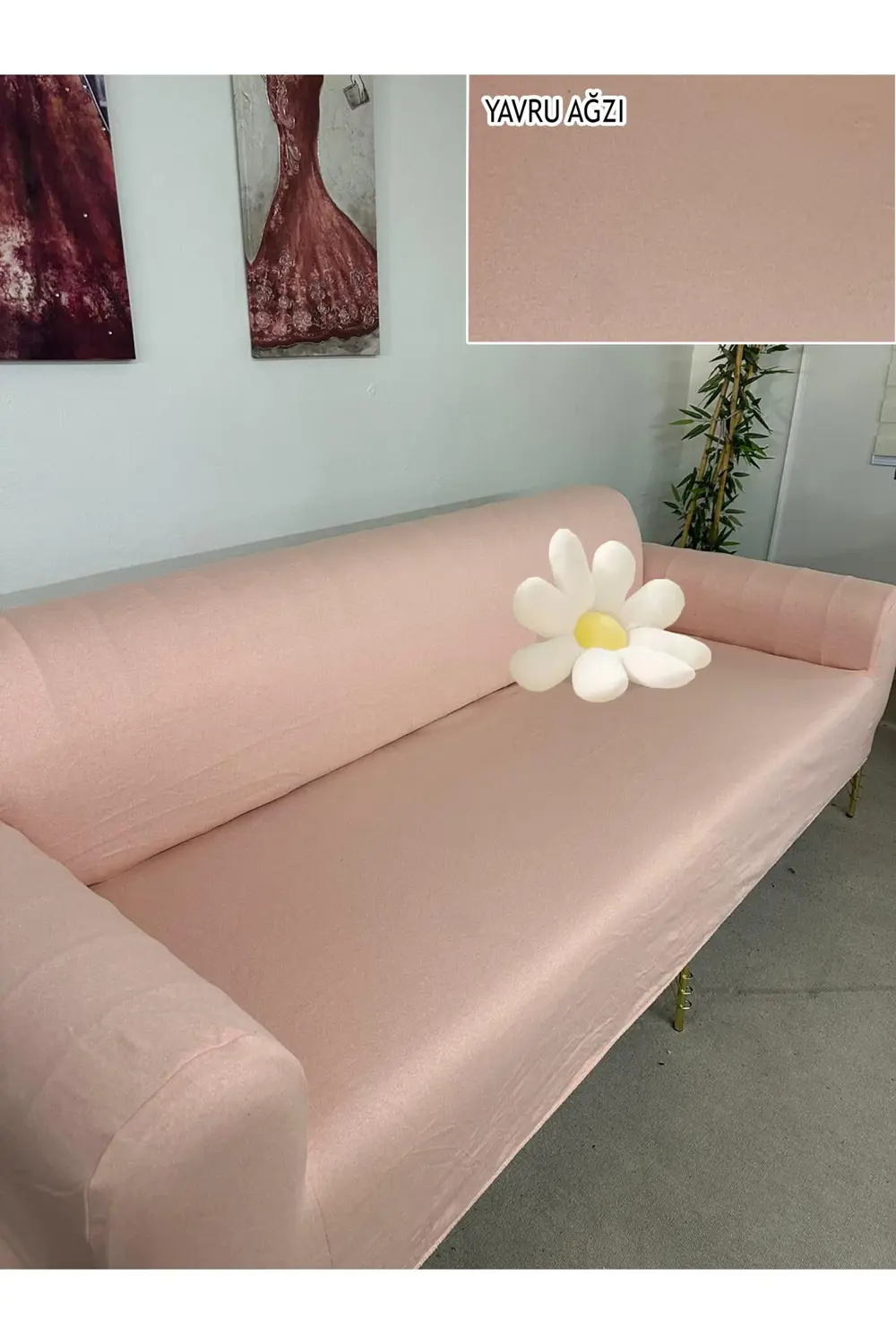 %100 PAMUK FRANSIZ KUMAŞ 3 LÜ KOMPLE GİYDİRME KANEPE & ÇEKYAT, BO