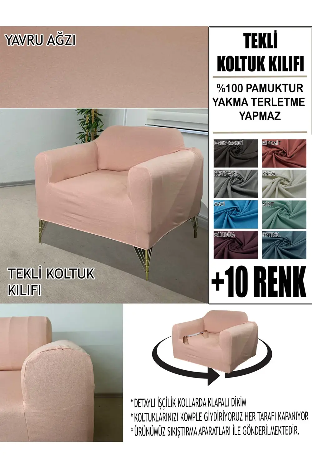 %100 PAMUK FRANSIZ KUMAŞ TEKLİ KOMPLE GİYDİRME TEKLİ & BERJER , B