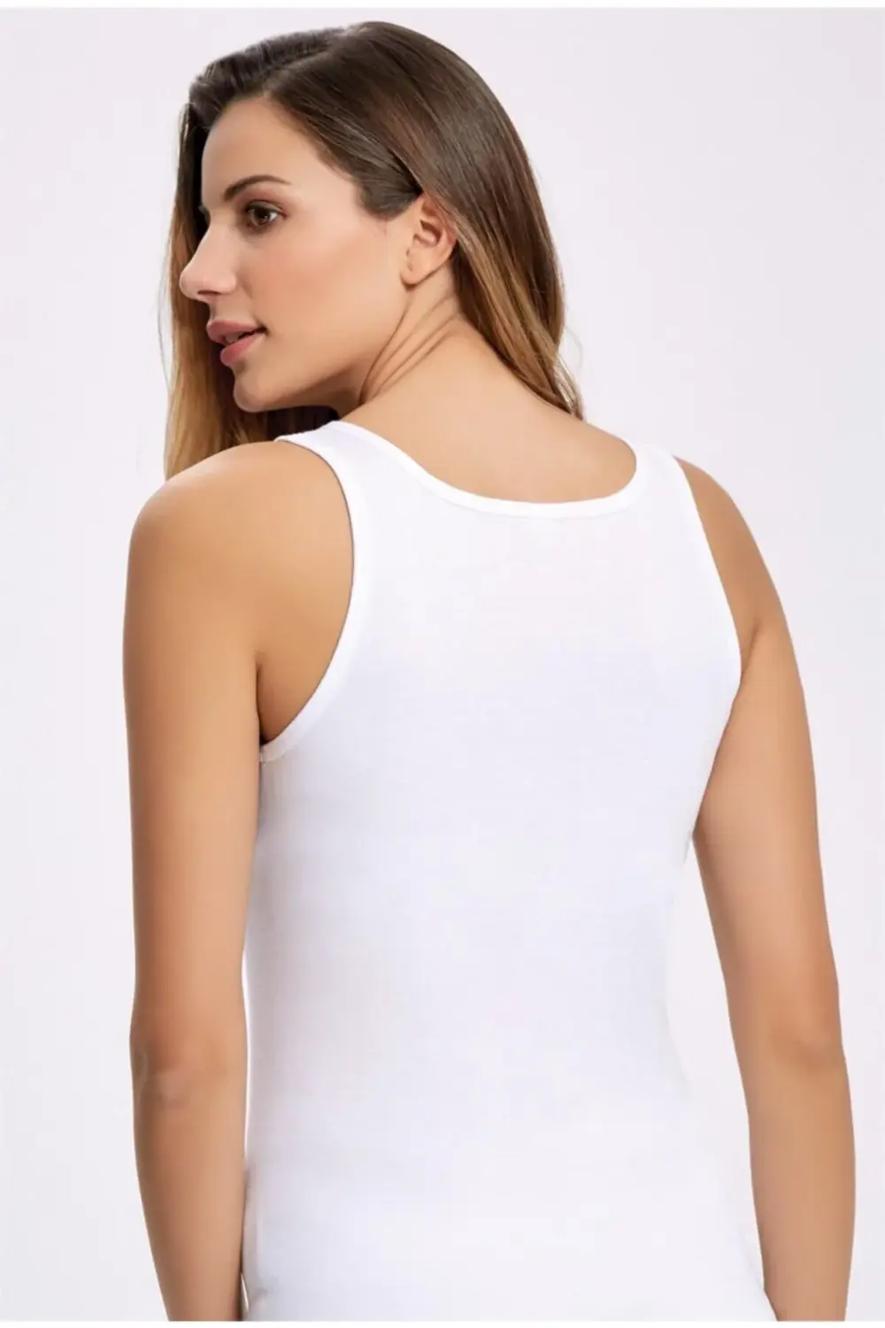 %100 Pamuk Güpürlü Geniş Askılı Atlet