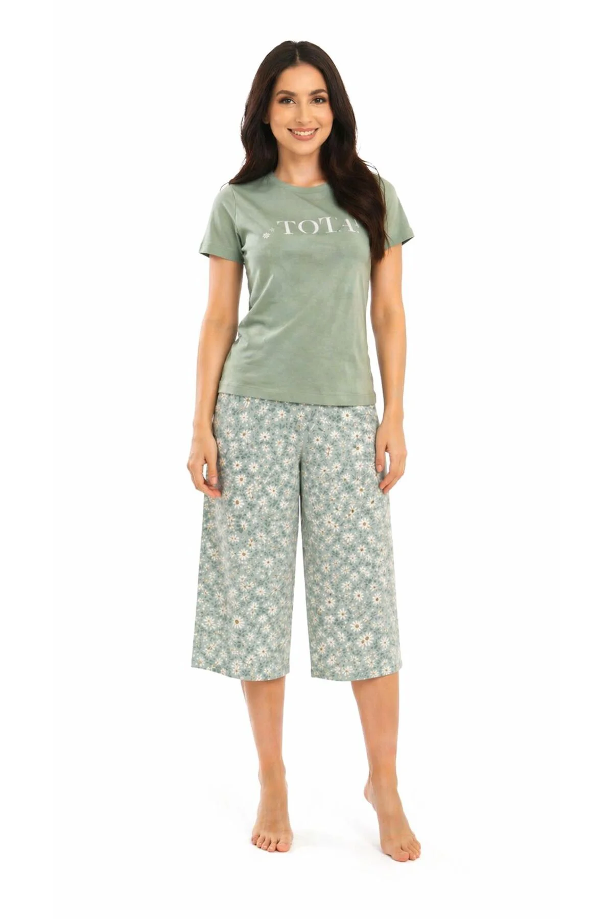 %100 pamuk kapri pijama takımı