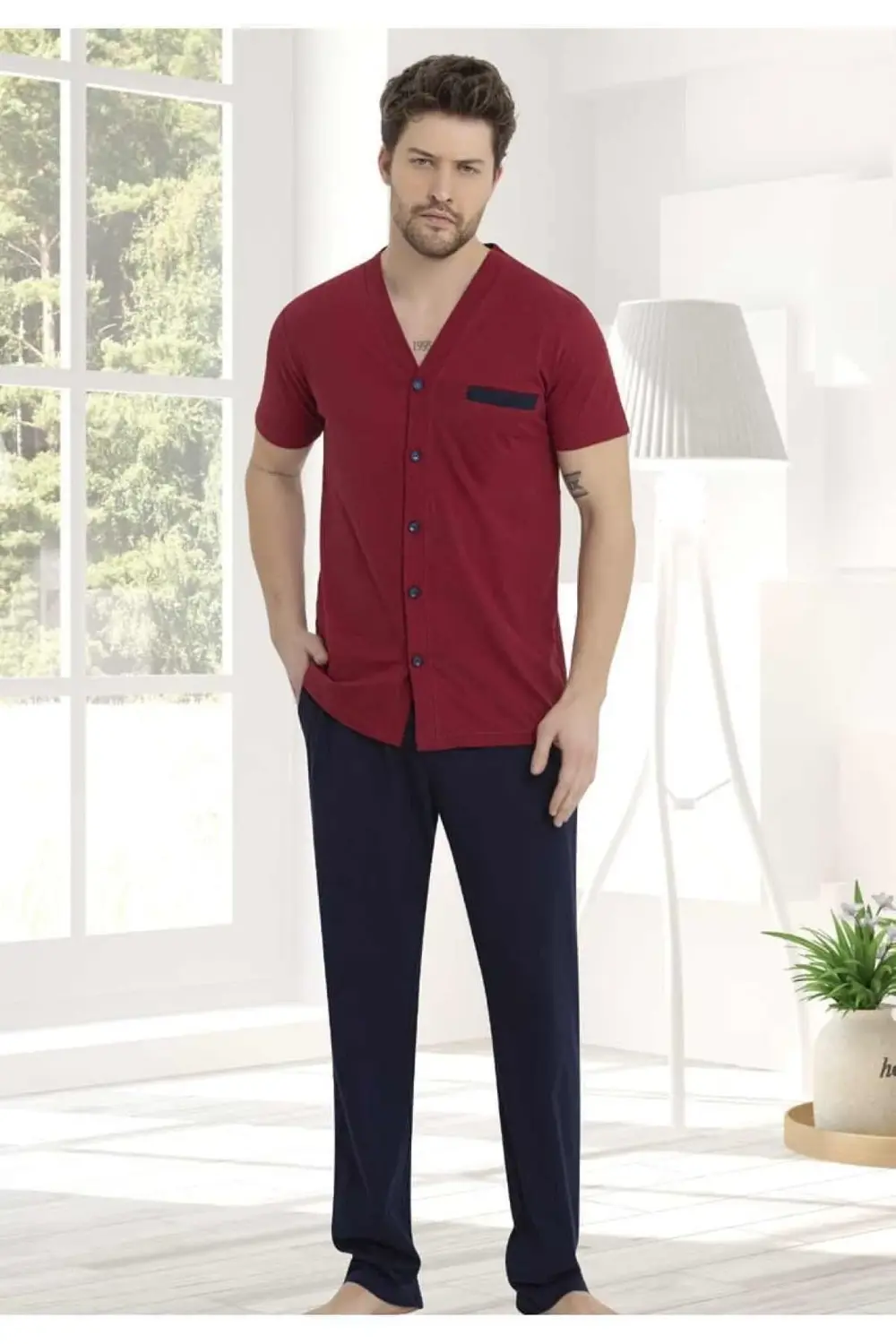 %100 Pamuk Kısa Kol Yazlık Pijama Takım