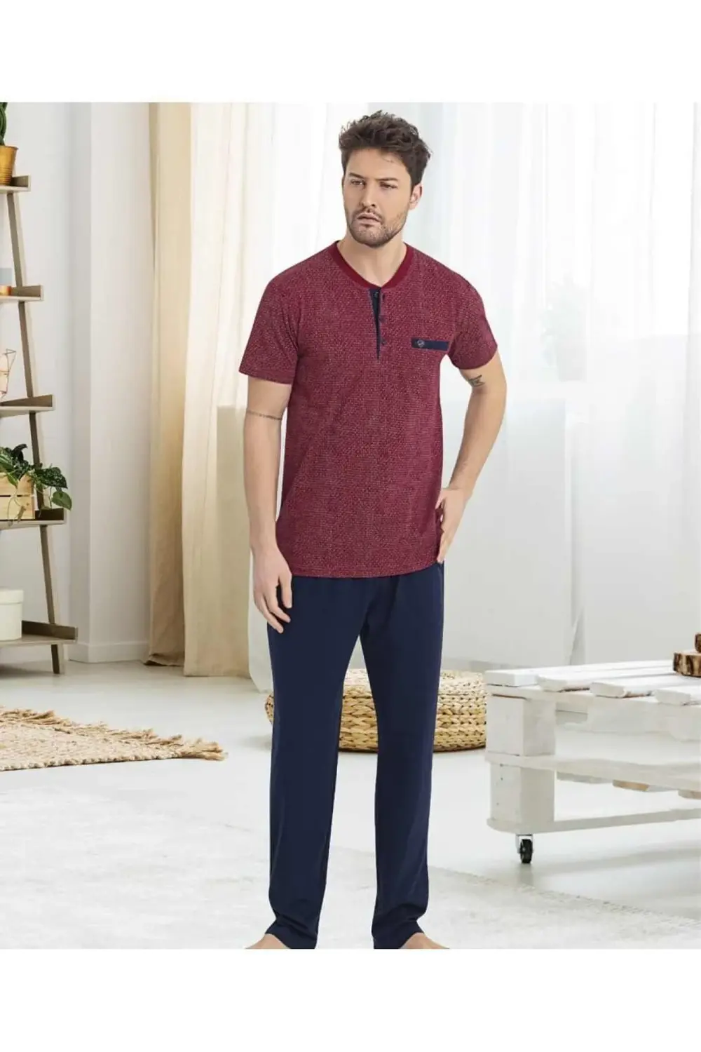 %100 Pamuk Kısa Kol Yazlık Pijama Takım
