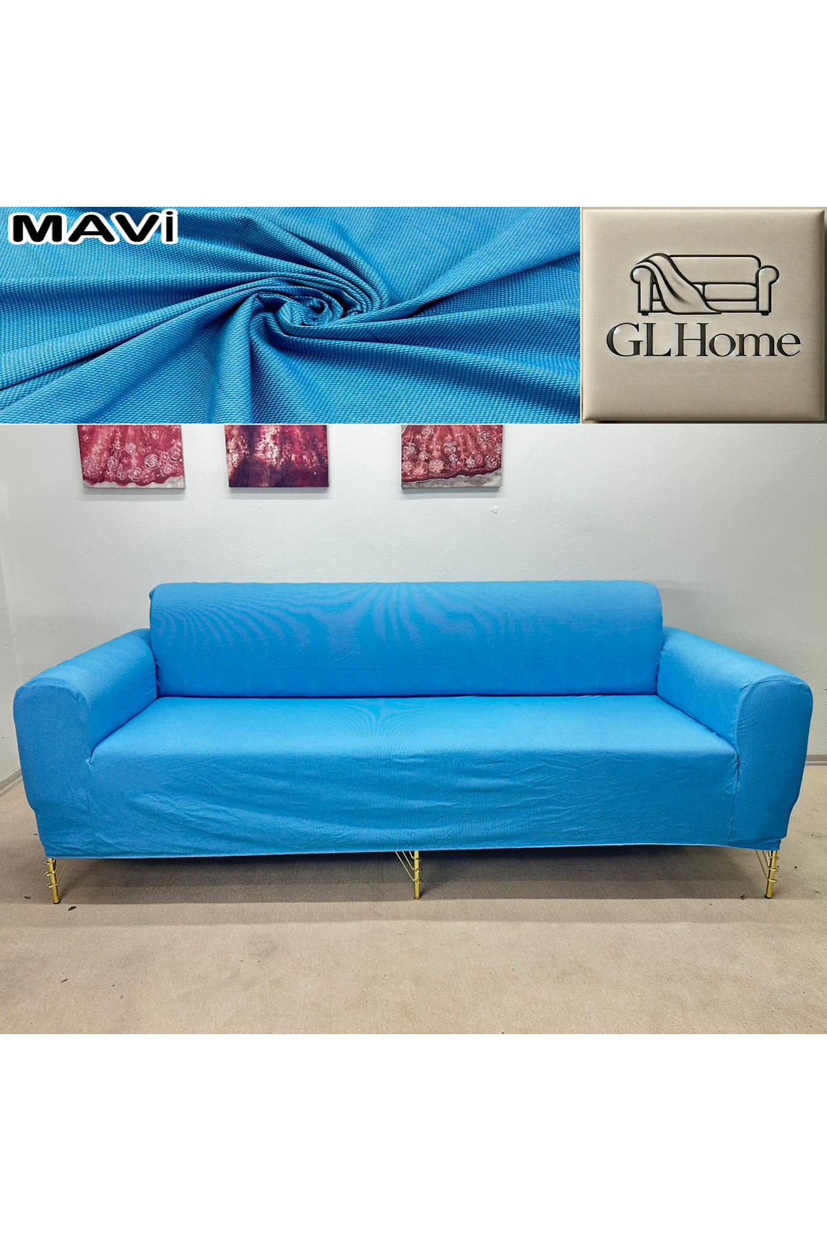 Home %100 Pamuk Petek Kumaş 3+3+1+1 Komple Giydirme Kanepe&Çekyat, Boh