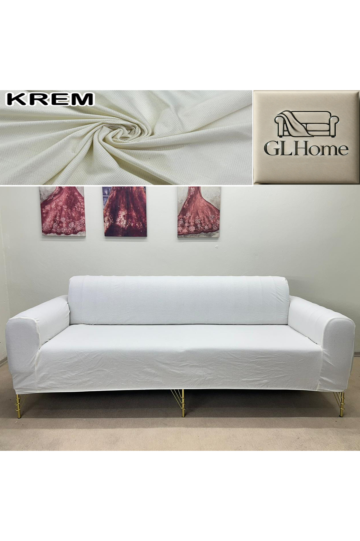 Home %100 Pamuk Petek Kumaş 3+3+1+1 Set Komple Giydirme Kanepe&Çekyat,