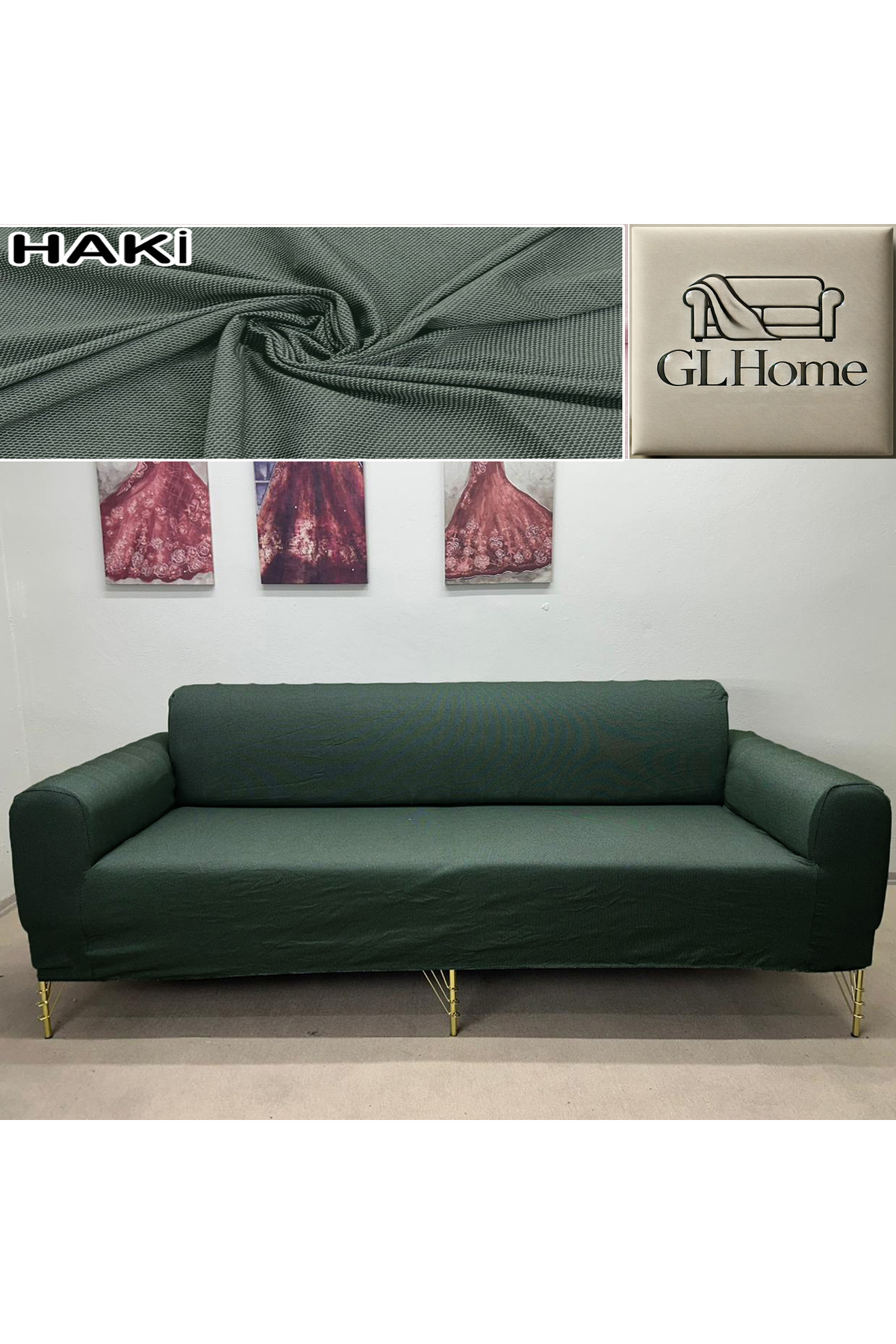Home %100 Pamuk Petek Kumaş 3+3+1+1 Set Komple Giydirme Kanepe&Çekyat,