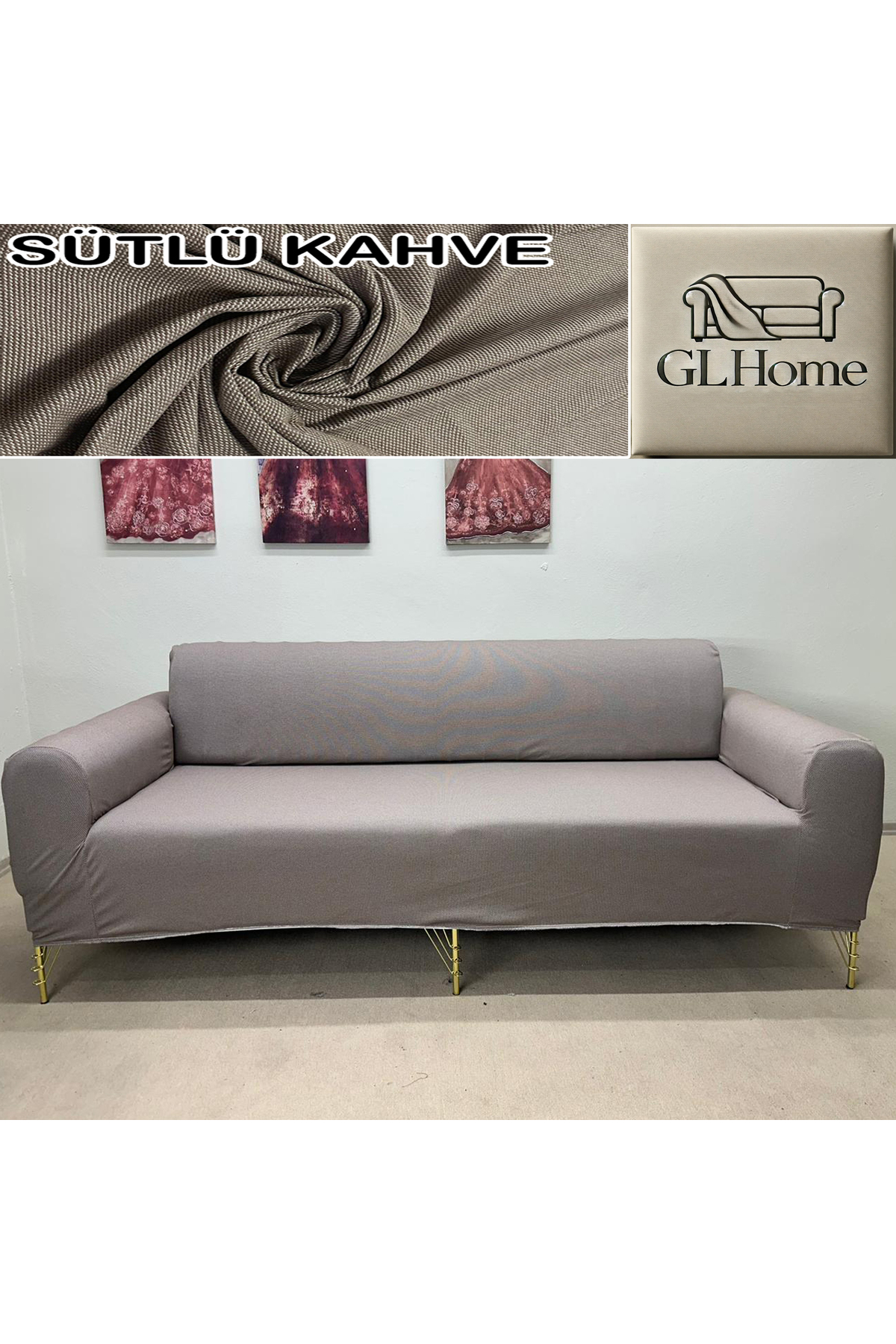 Home %100 Pamuk Petek Kumaş 3 Lü Komple Giydirme Kanepe & Çekyat, Bohe