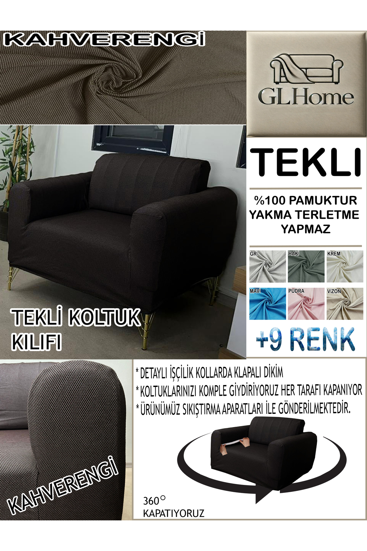 Home %100 Pamuk Petek Kumaş Tekli Komple Giydirme Tekli & Berjer , Boh