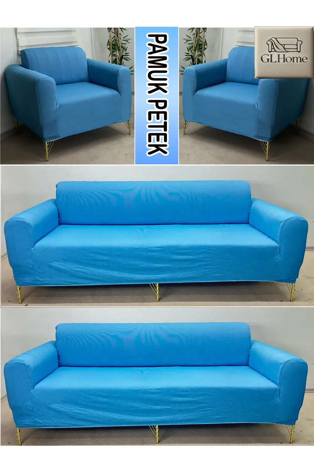 %100 PAMUK PETEK KUMAŞ 3+3+1+1 KOMPLE GİYDİRME KANEPE&ÇEKYAT, BOH