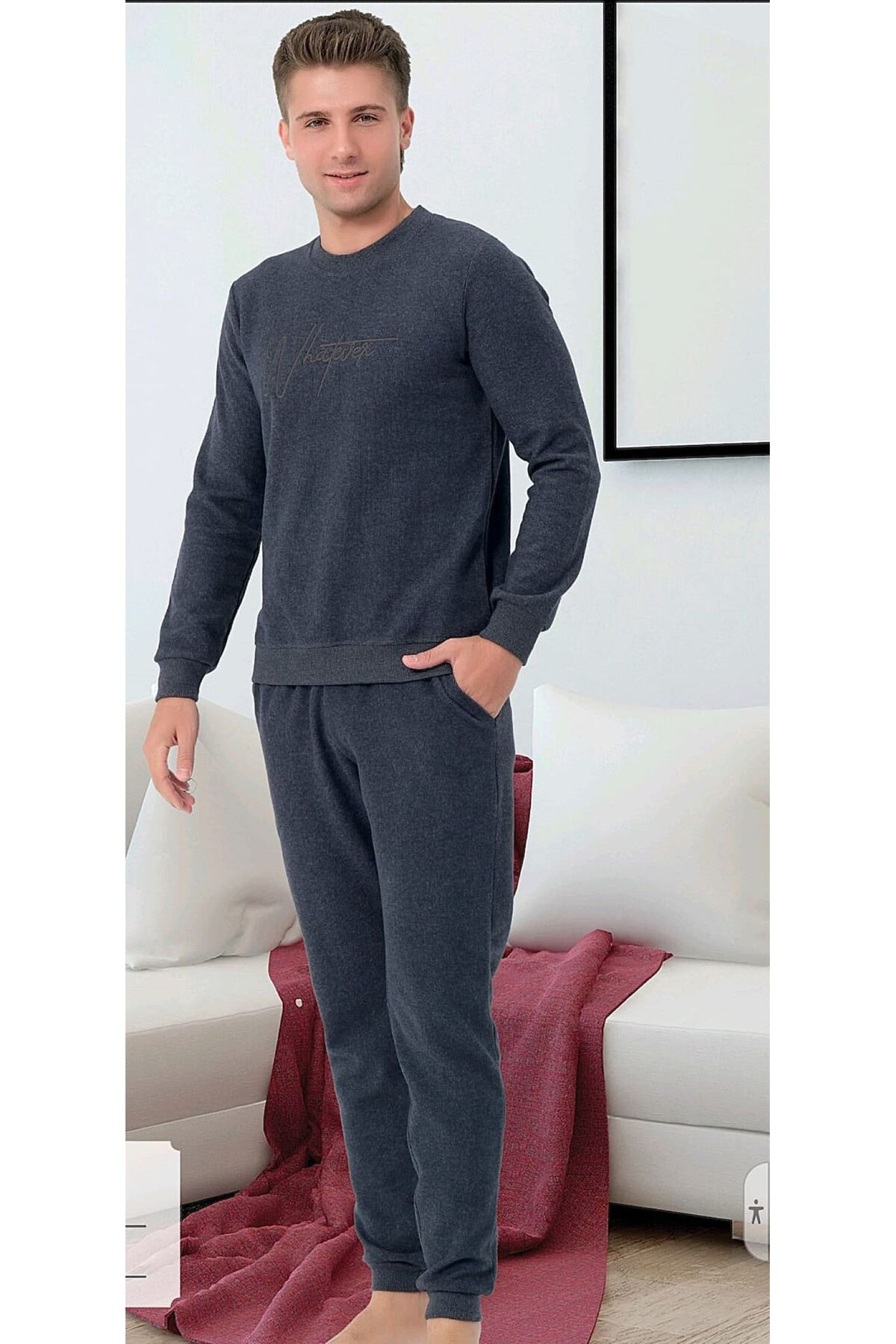 %100 Pamuk Selanik Örme Uzun Kol Erkek Pijama Takımı Kışlık