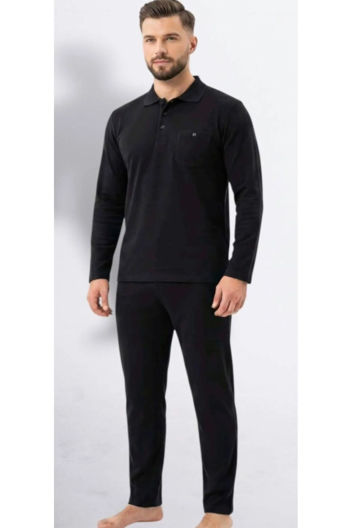 %100 Pamuk Selanik Örme Uzun Kol Erkek Pijama Takımı Kışlık %100 Pamuk Selanik Örme Uzun Kol Erkek Pijama Takımı Kışlık