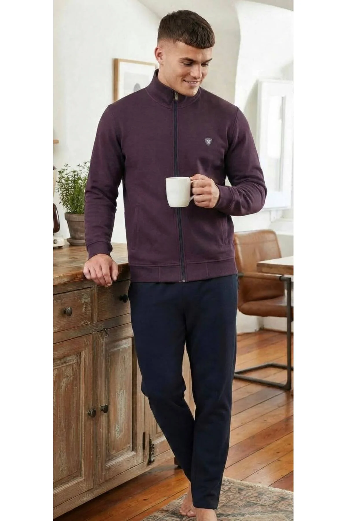 %100 Pamuk Selanik Örme Uzun Kol Mont Eşofman-Pijama Takımı Kışlık %100 Pamuk Selanik Örme Uzun Kol Mont Eşofman-Pijama Takımı Kışlık - Görsel 2