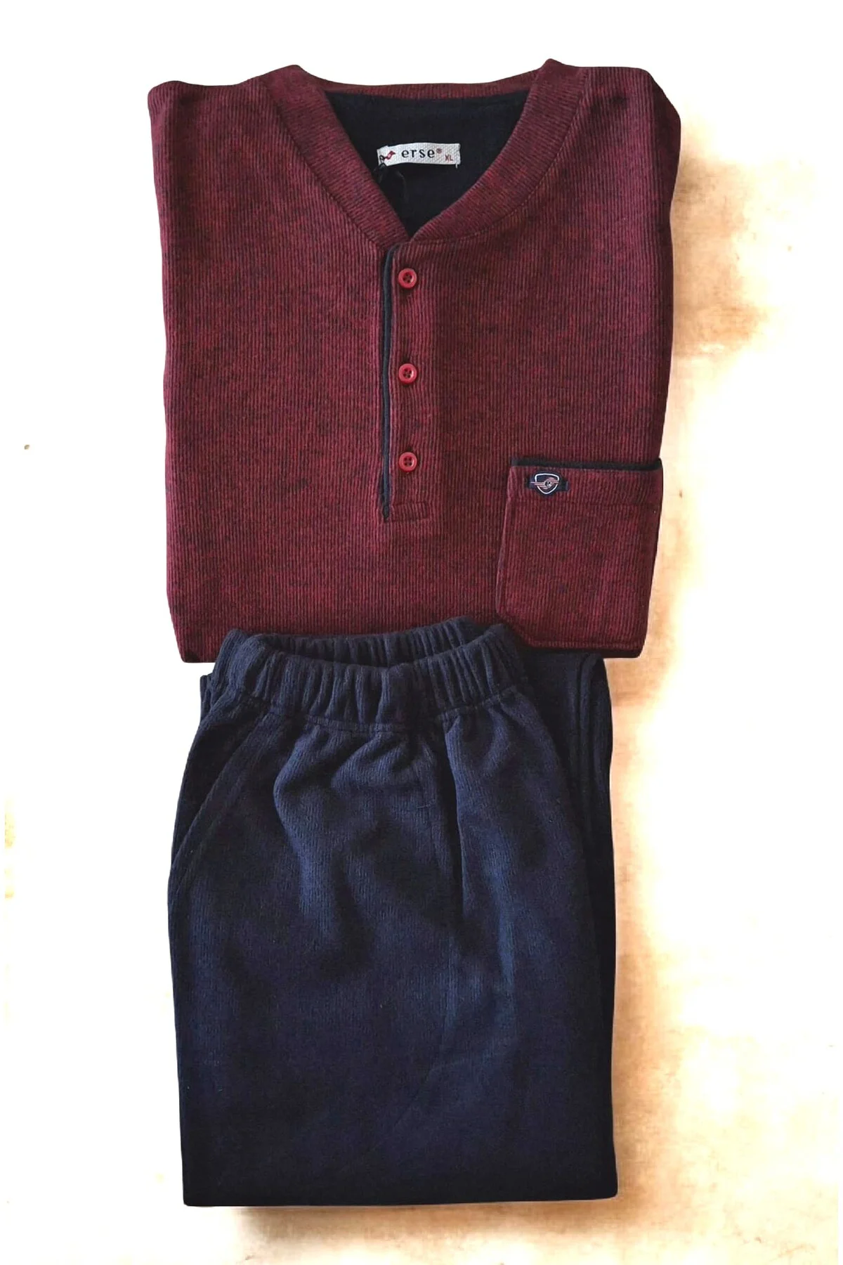 %100 Pamuk Selanik Örme Uzun Kol Erkek Pijama Takımı Kışlık