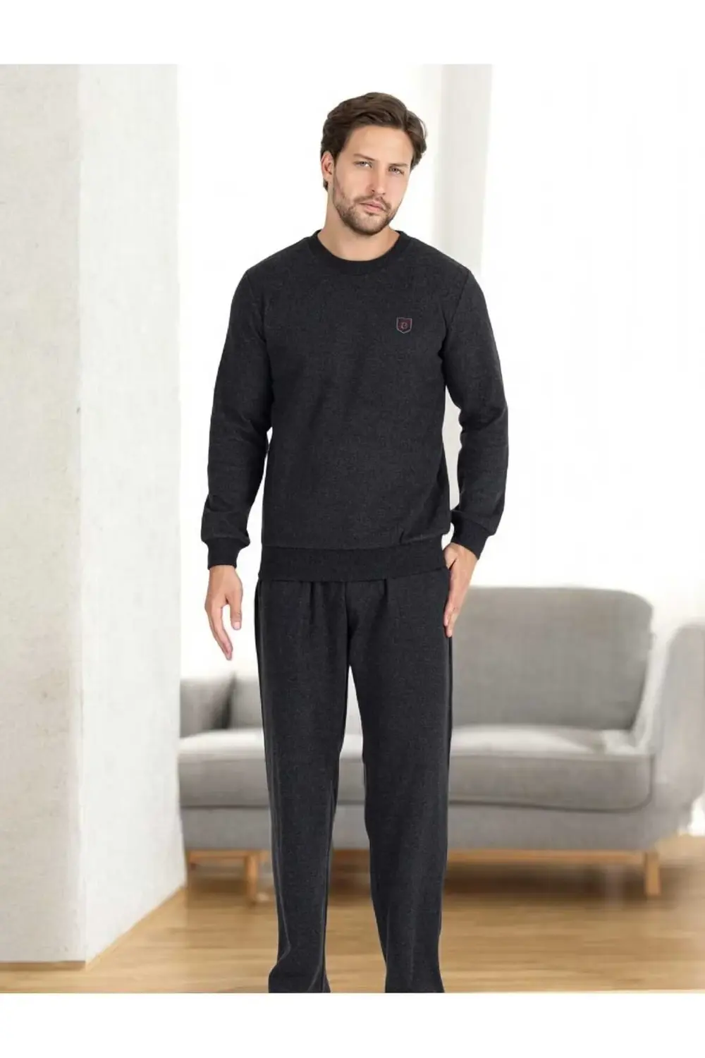 %100 Pamuk Selanik Örme Uzun Kol Erkek Pijama Takımı Kışlık