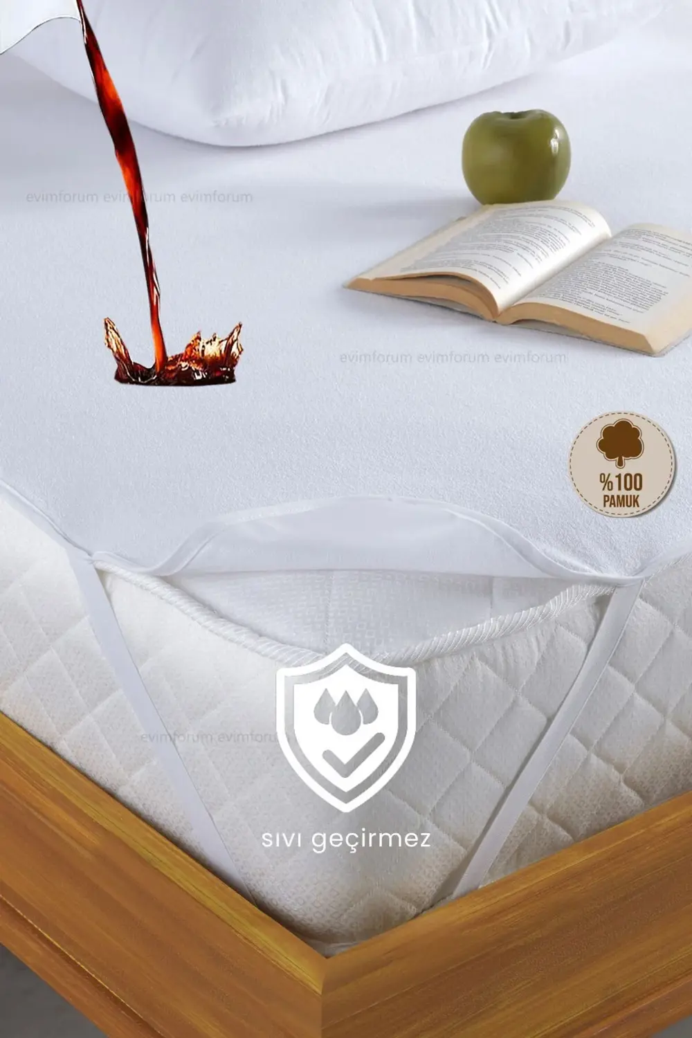 %100 Pamuk Su Sıvı Geçirmez Köşe Lastikli Alez Çarşaf Tek Çift Ki