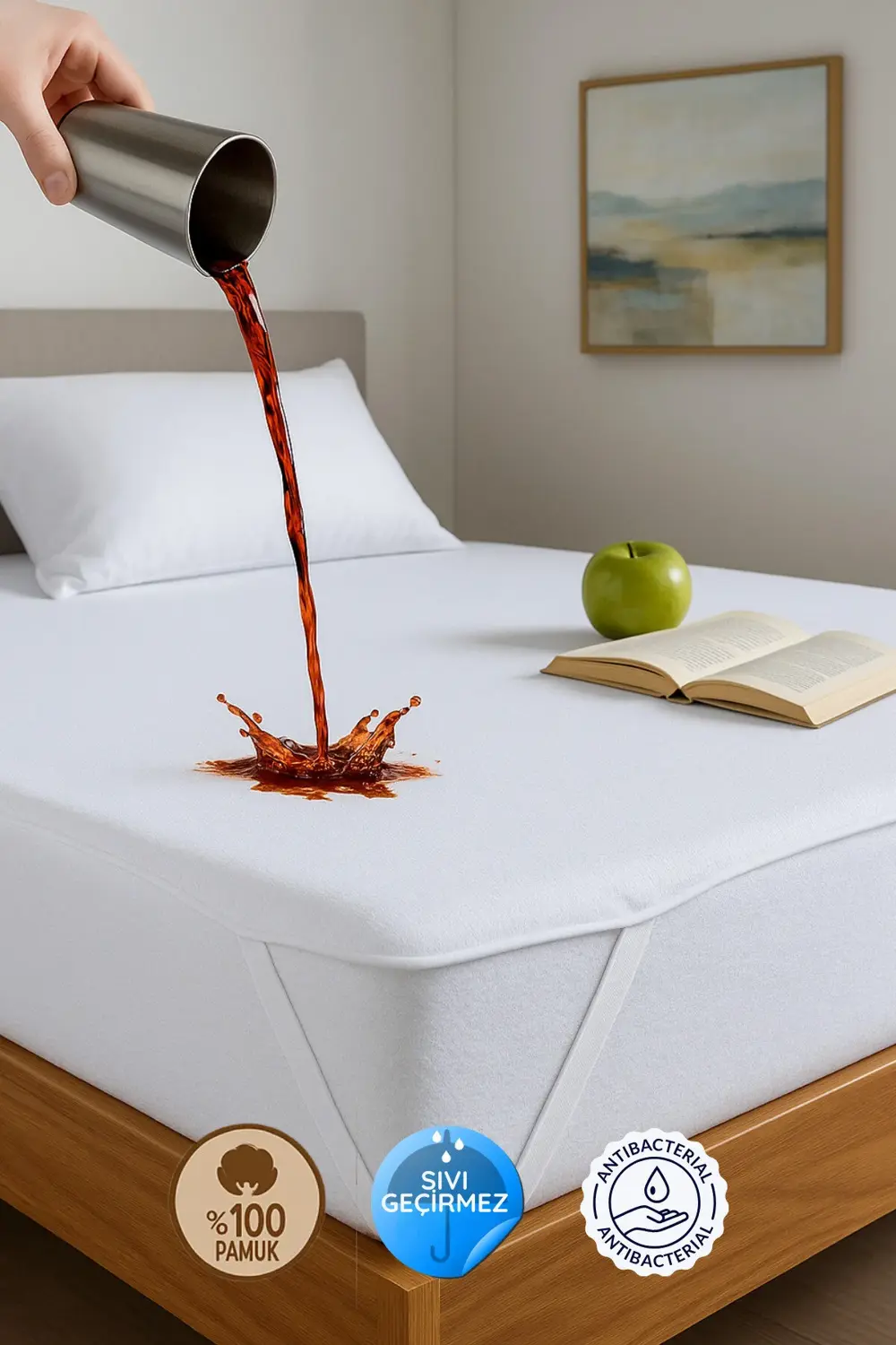 %100 Pamuk Su Sıvı Geçirmez Köşe Lastikli Alez Çarşaf Tek Çift Ki