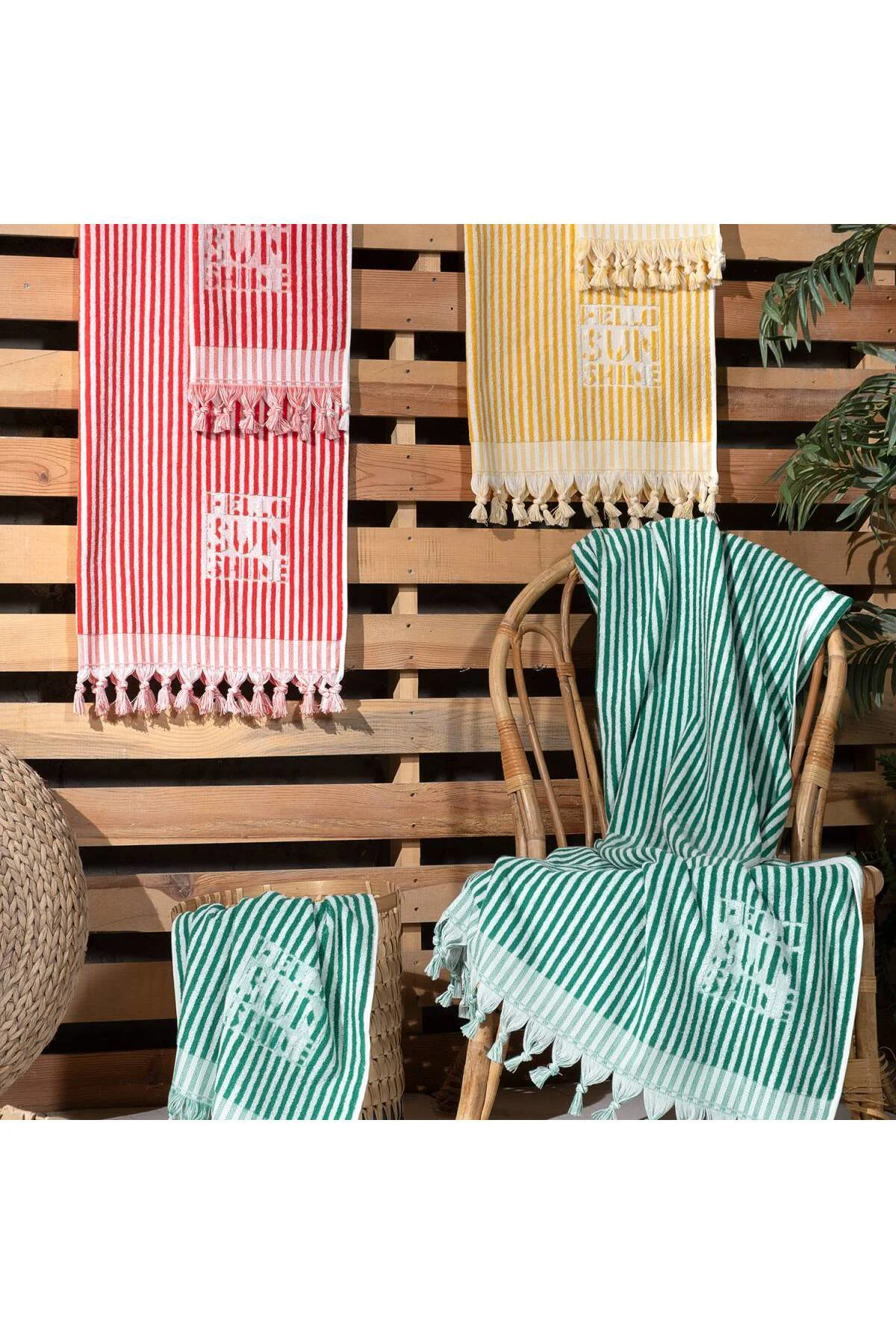 %100 Pamuk Sun Shıne Kırmızı Havlu 85*150