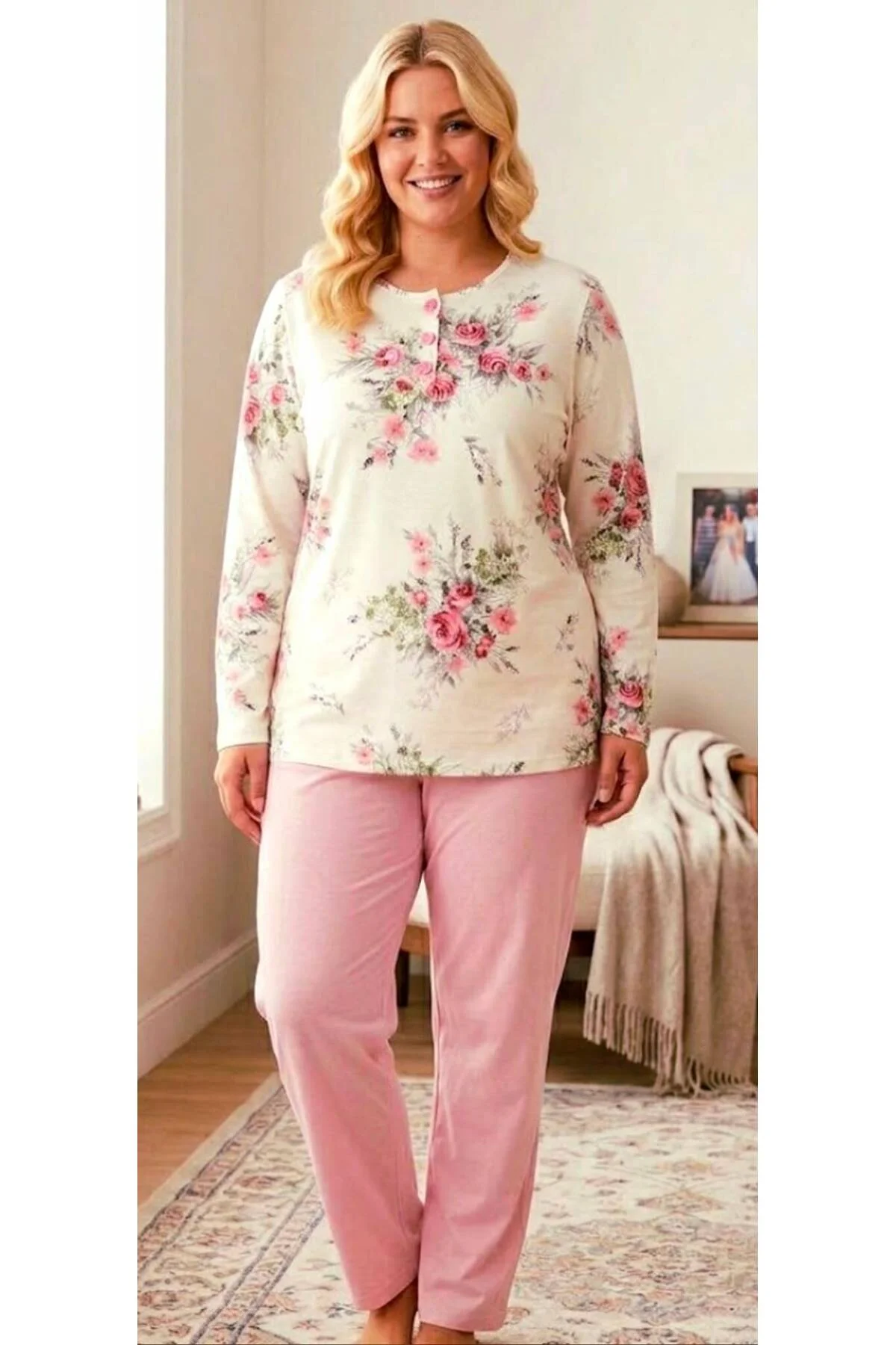 % 100 Pamuk Uzun Kol Kadın Pijama Takımı % 100 Pamuk Uzun Kol Kadın Pijama Takımı - Görsel 2