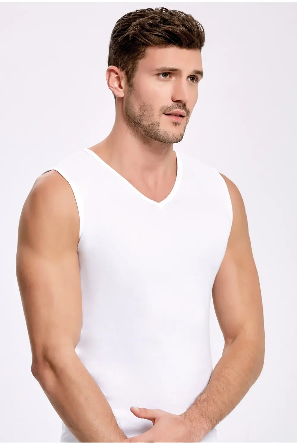 %100 PAMUK V YAKA SIFIR KOL FANİLA 1008 (1 ADET)