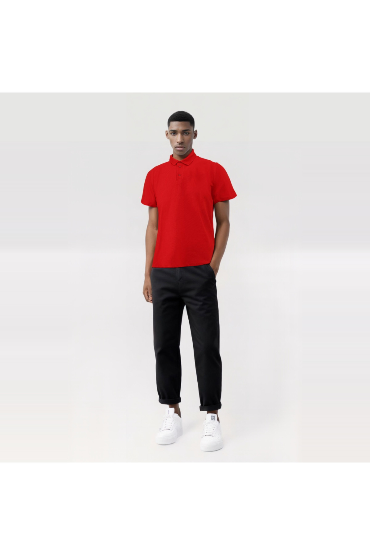 %100 Pamuk Yüksek Kalite Siyah Polo Yaka Tshirt