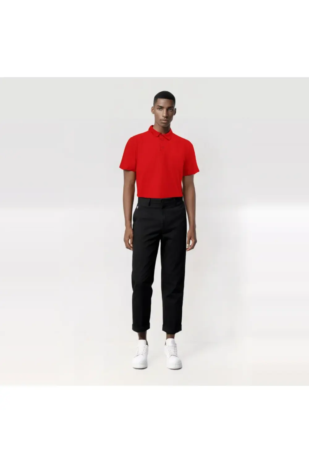 %100 Pamuk Yüksek Kalite Siyah Polo Yaka Tshirt