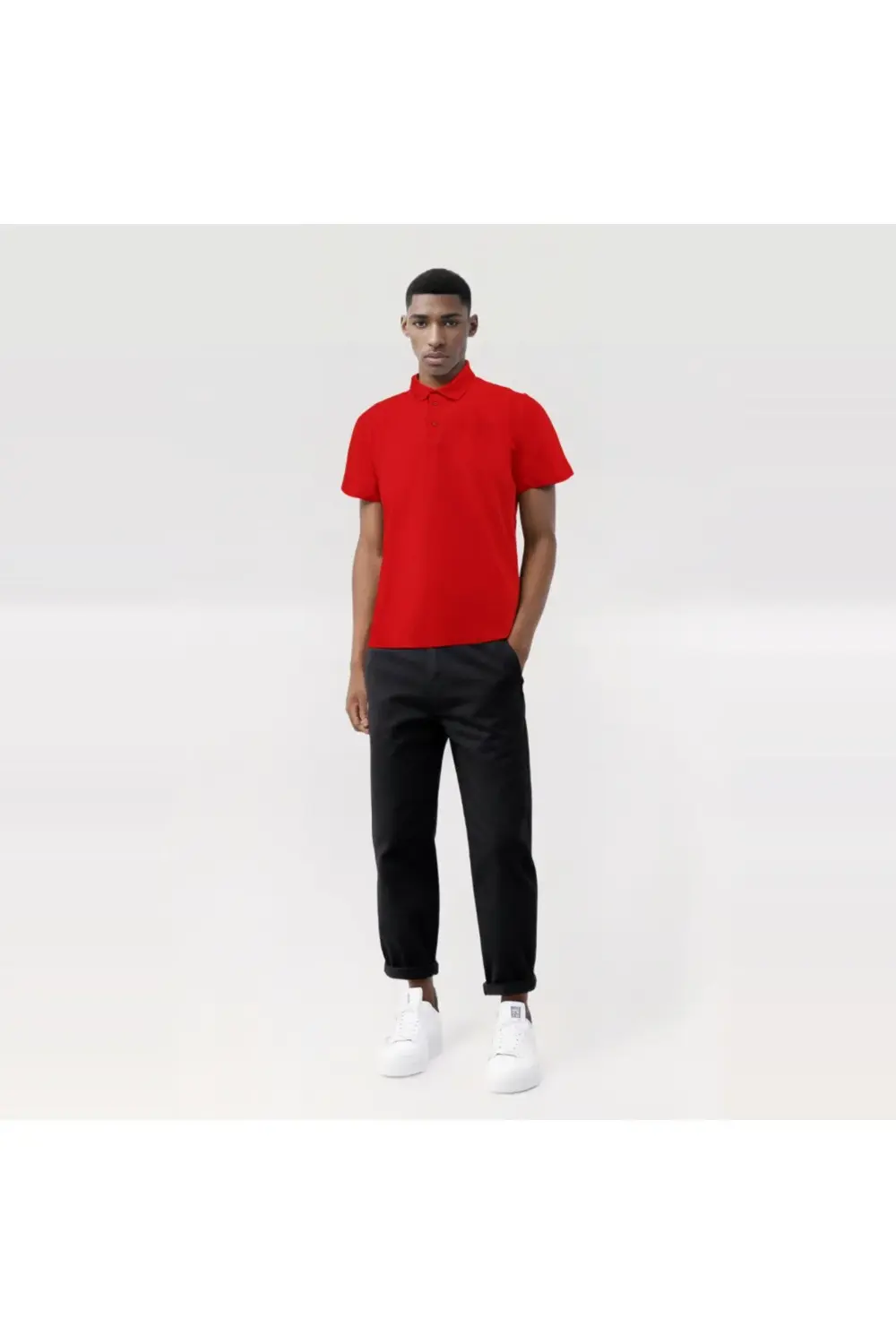 %100 Pamuk Yüksek Kalite Siyah Polo Yaka Tshirt