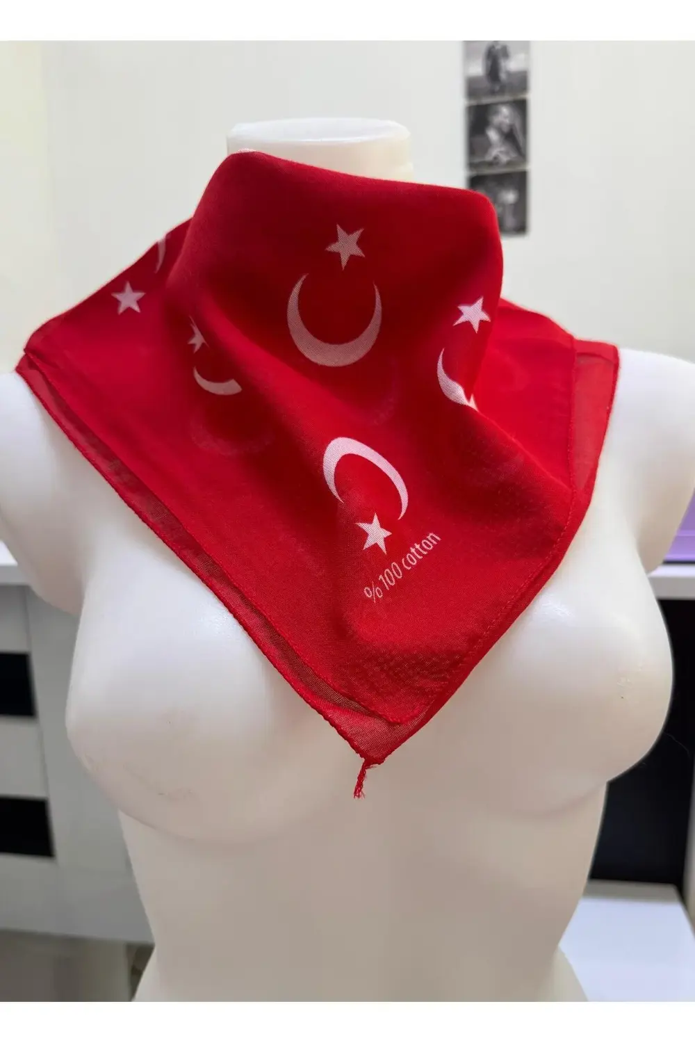 %100 pamuklu AYYILDIZ TÜRK BAYRAKLI lükS ekstra yumuşak bandana