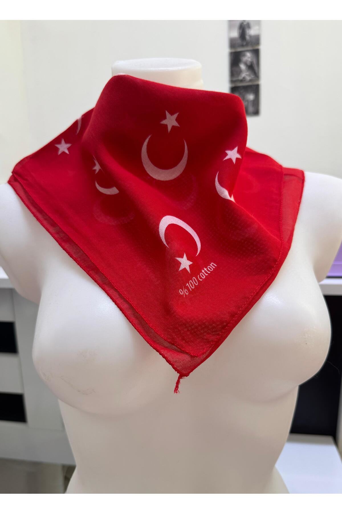 %100 pamuklu AYYILDIZ TÜRK BAYRAKLI lükS ekstra yumuşak bandana