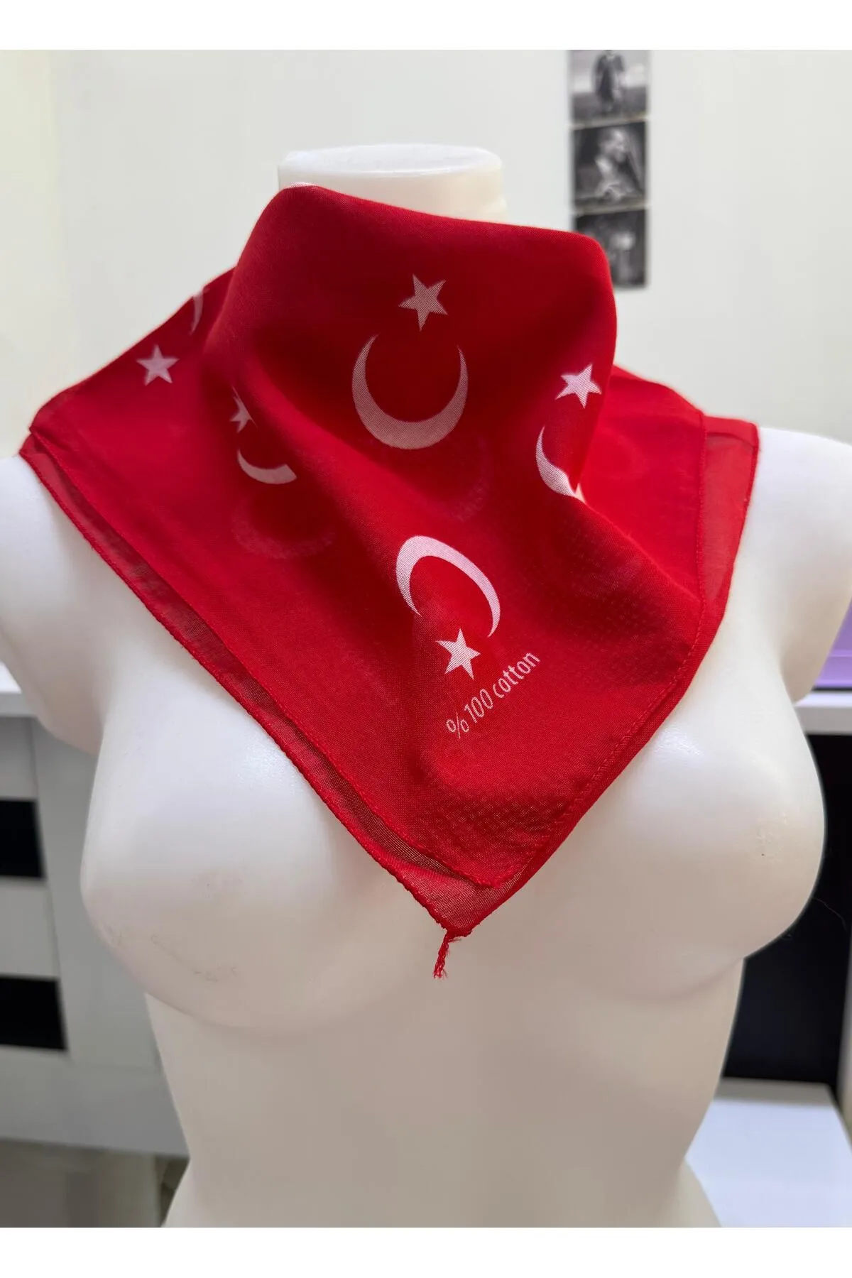 Arestokaaksesuar %100 Pamuklu Ayyildiz Türk Bayrakli Lüks Ekstra Yumuşak Bandana