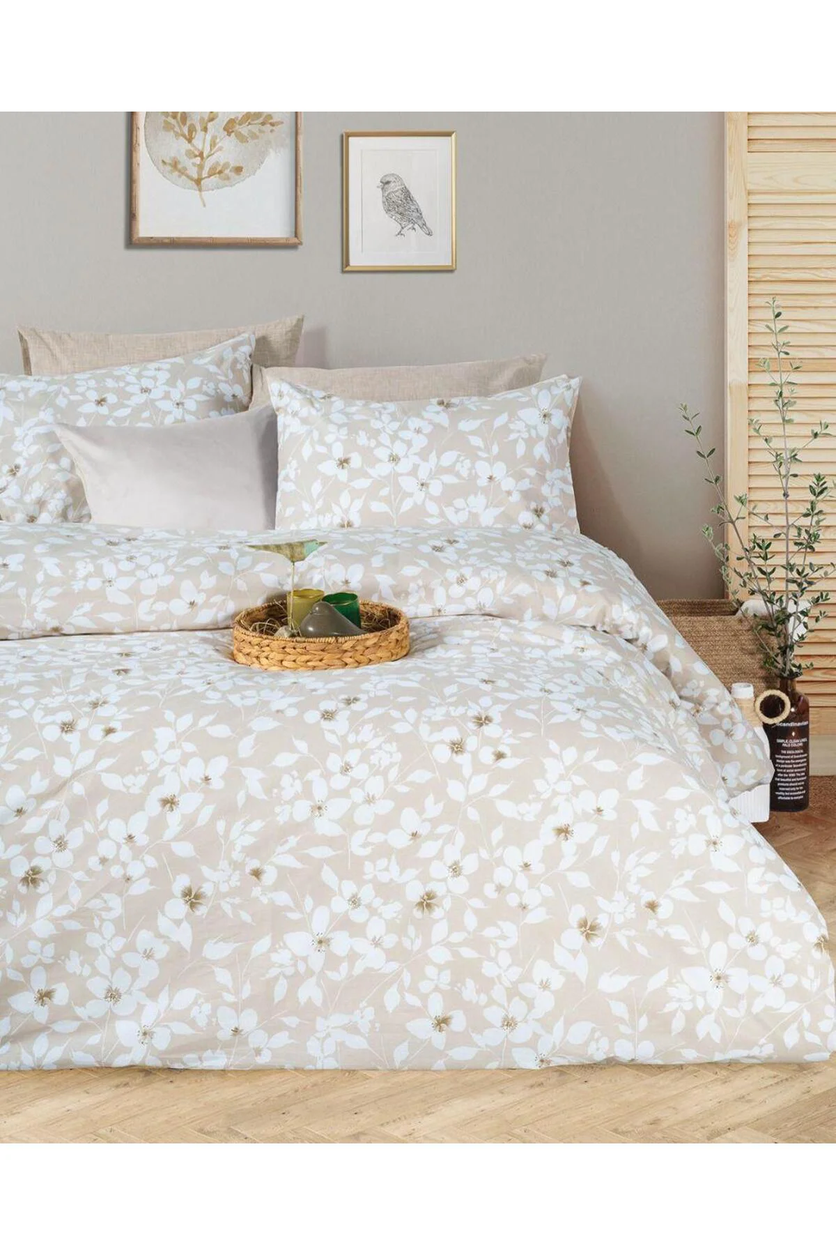 %100 Pamuklu Çift Kişilik Nevresim Takımı Flowery