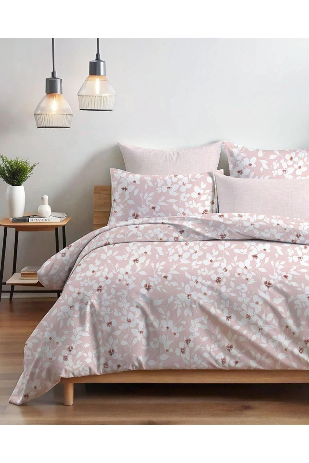 %100 Pamuklu Çift Kişilik Nevresim Takımı Flowery