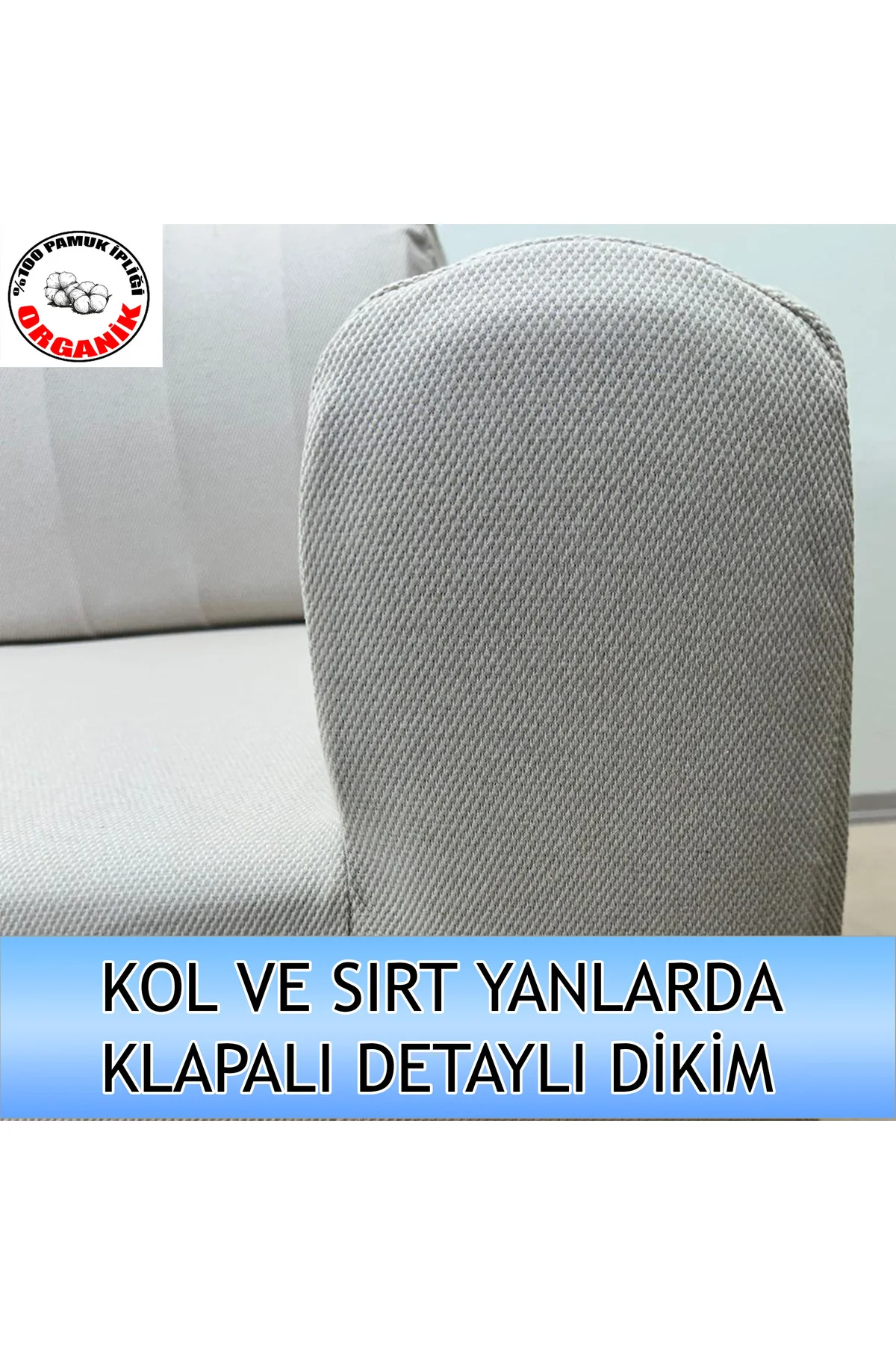 %100 Pamuklu Petek Dokulu Kumaş 1 Adet Üçlü Koltuk Kılıfı, Komple Kaplama, Terletmeyen Yakmayan Kumaş, Detaylı İşçilik + 2 Adet Kirlent Hediyeli