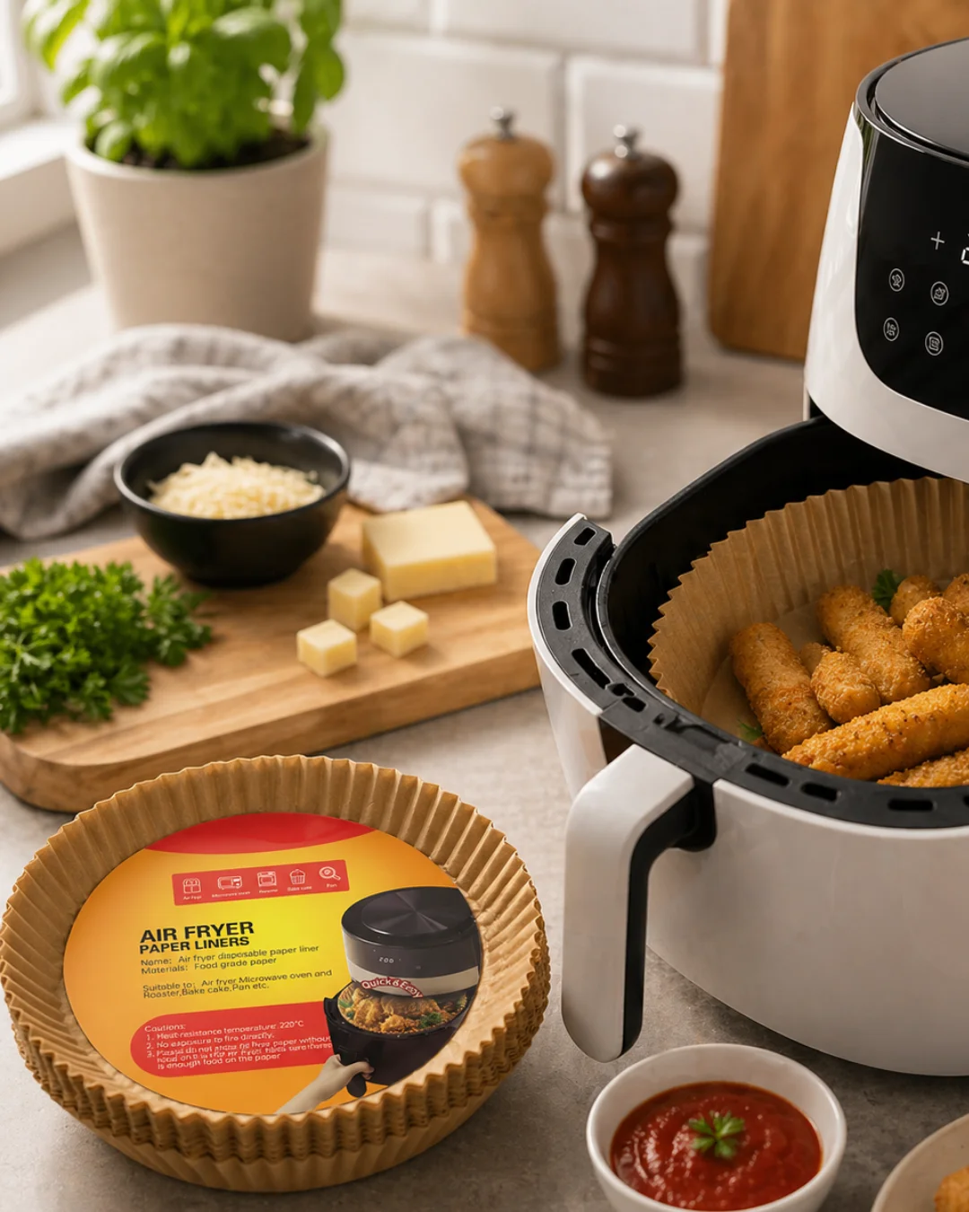 100 Parça Airfryer Kağıdı Tek Kullanımlık Temiz Pişirme Kağıdı