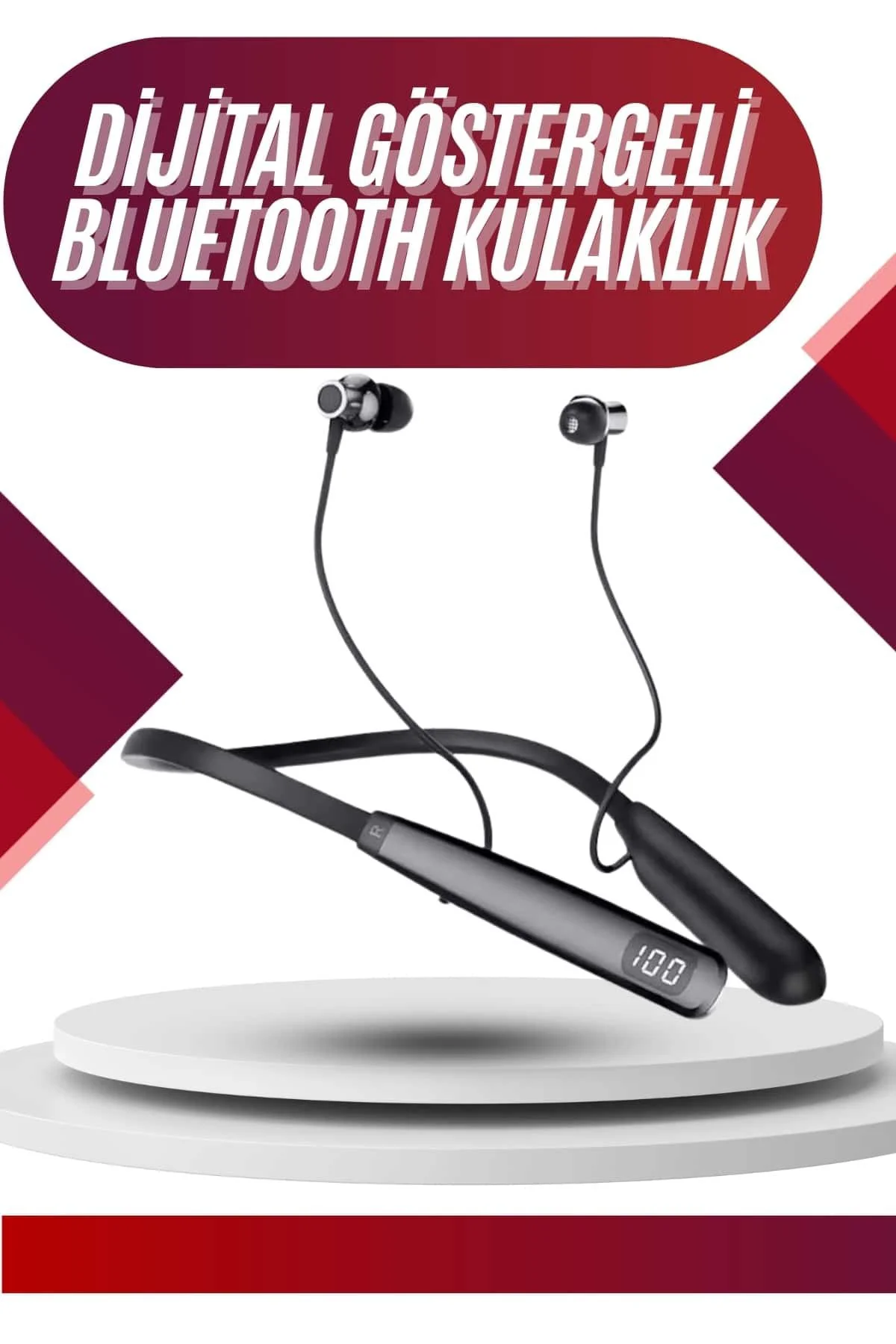 100 Saat Bluetooth Kulaklık Dijital Göstergeli ANC Özelliği Kablolu