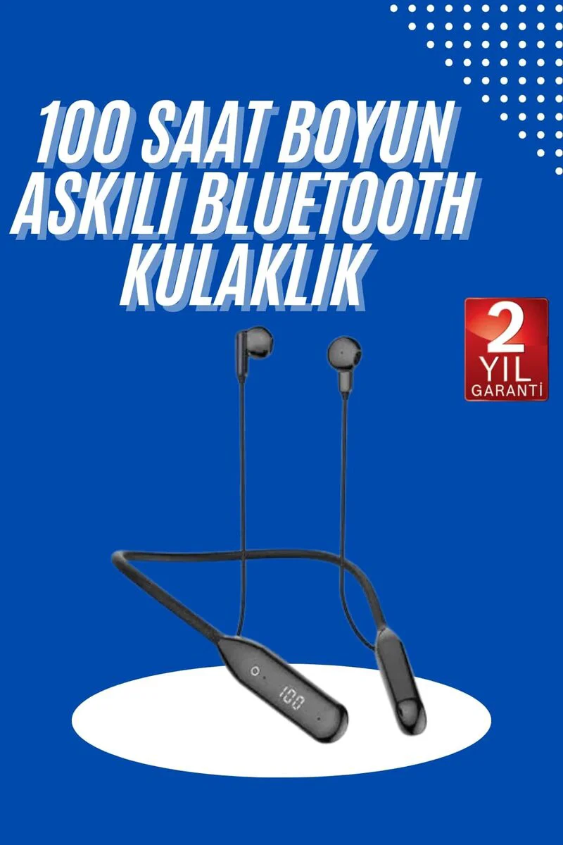 100 Saat Kablolu Bluetooth Kulaklık Boyun Askılı Dijital Göstergeli ANC