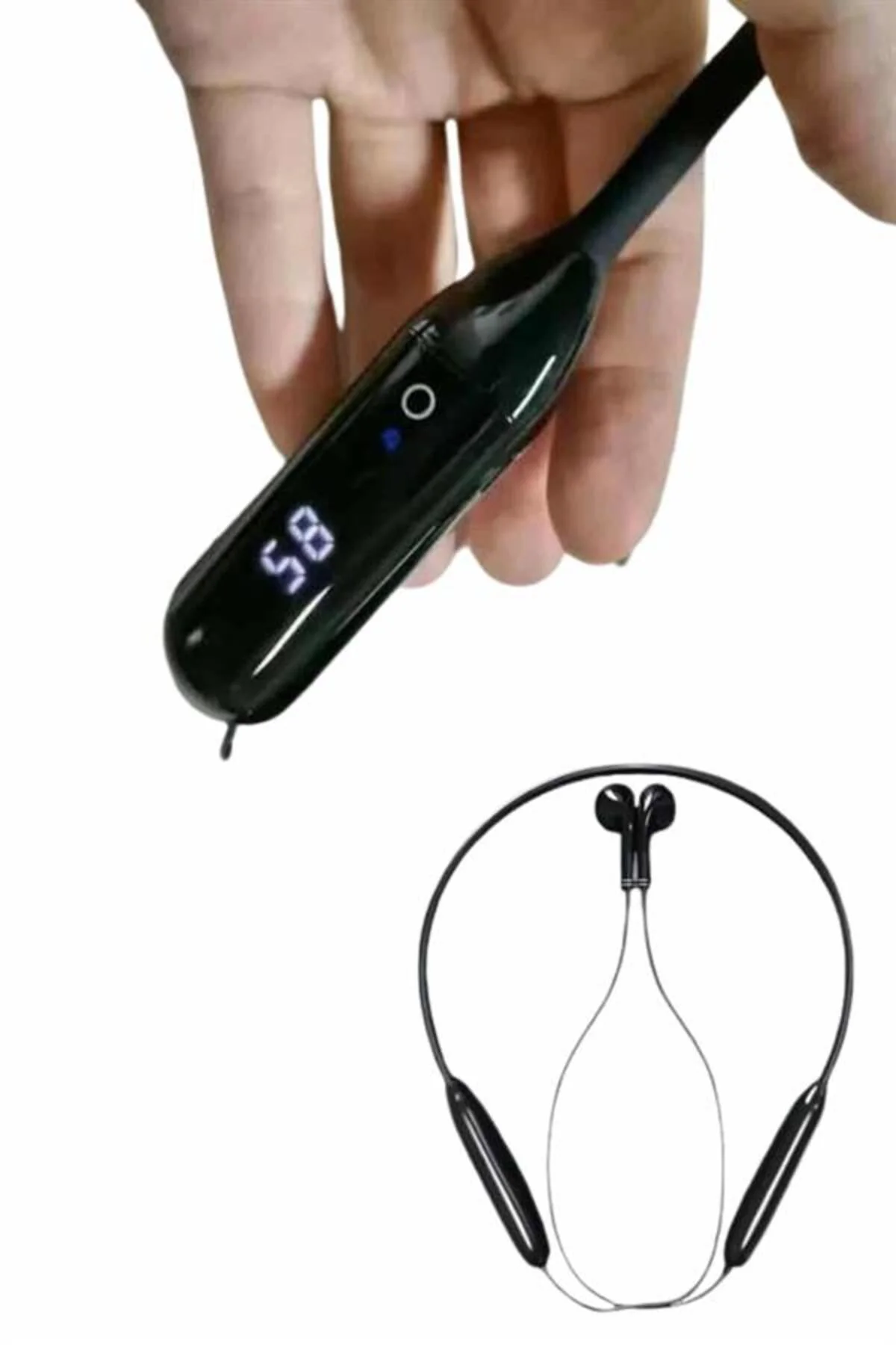 100 Saat Kablolu Boyun Askılı Dijital Göstergeli Bluetooth Kulakl