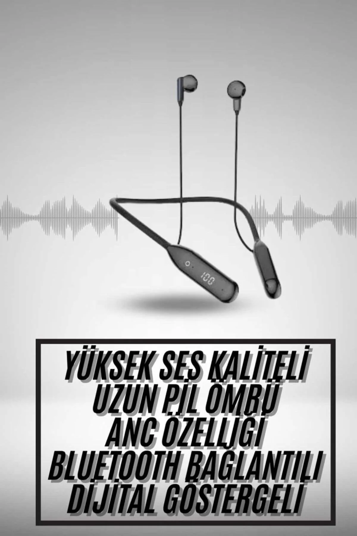 100 Saat Kablolu Boyun Askılı Dijital Göstergeli Bluetooth Kulakl