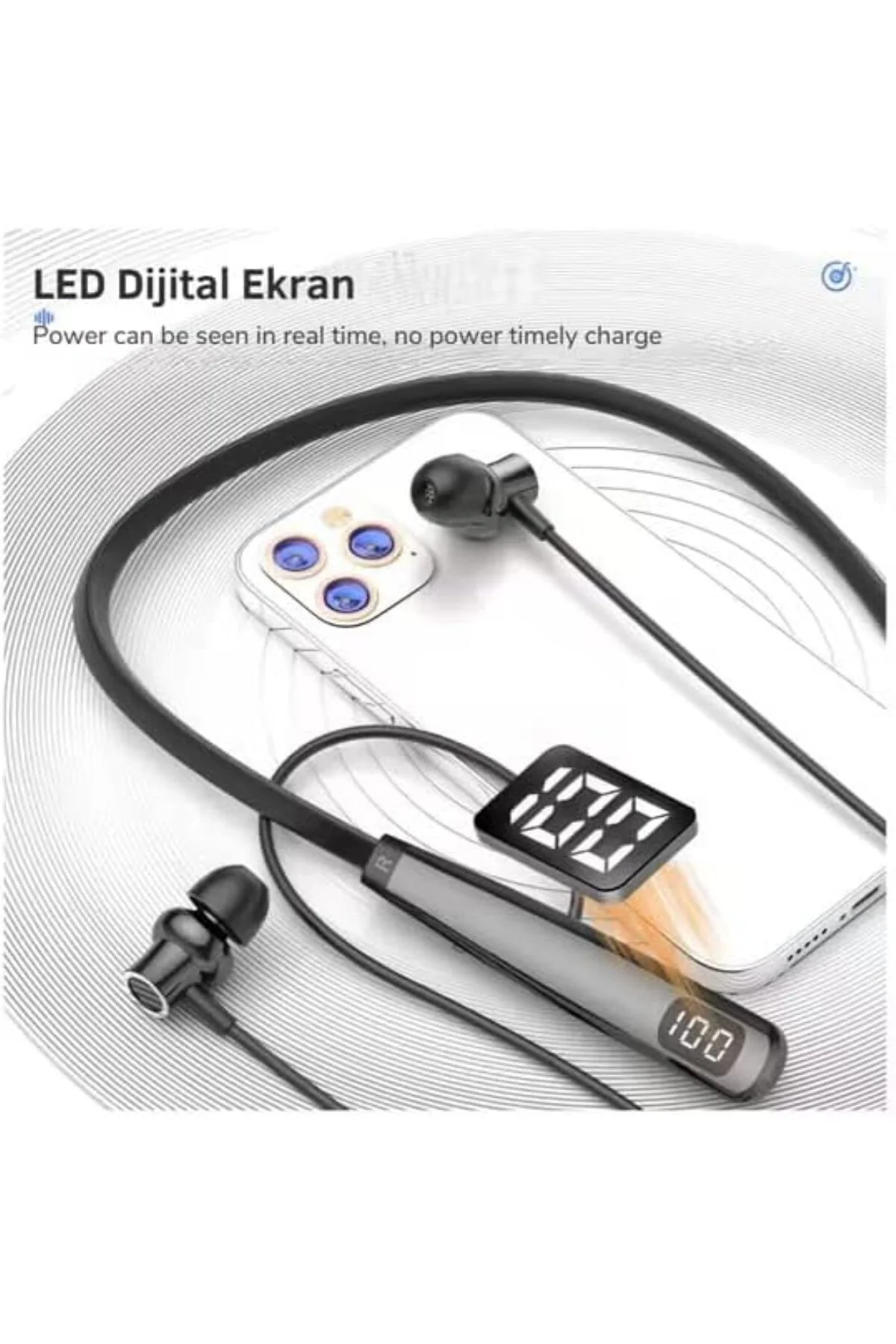 100 Saat Şarjlı Boyuna Takılan Kablosuz Bluetooth Sporcu Kulaklık