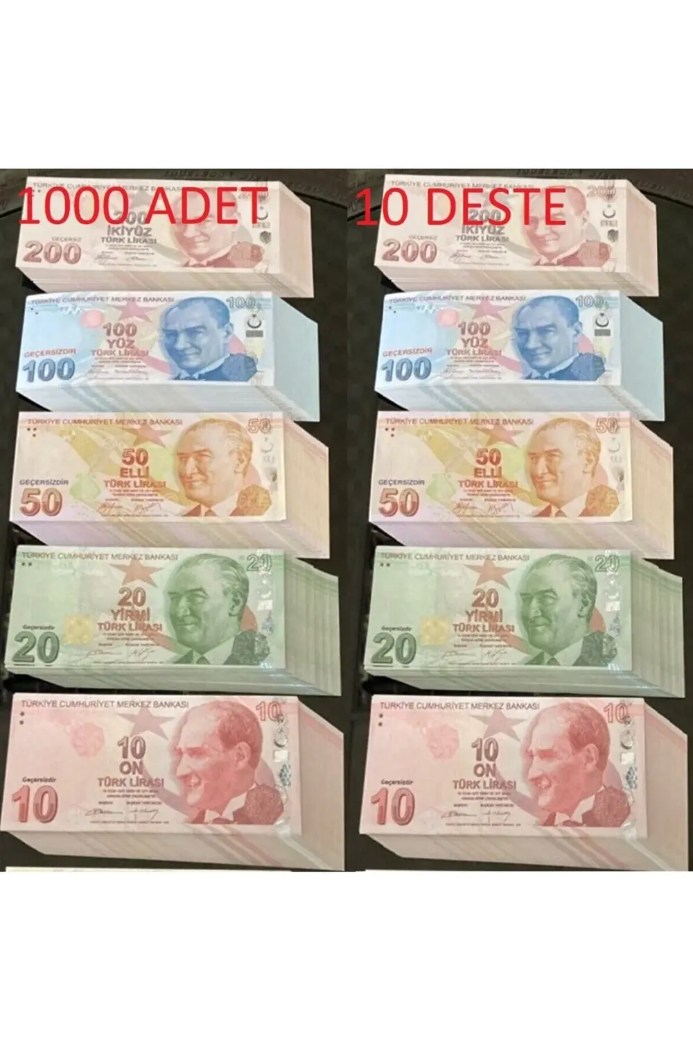 1000 Adet Tl-10- 20- 50-100- 200 Geçersiz Düğün Film Dizi Paralar