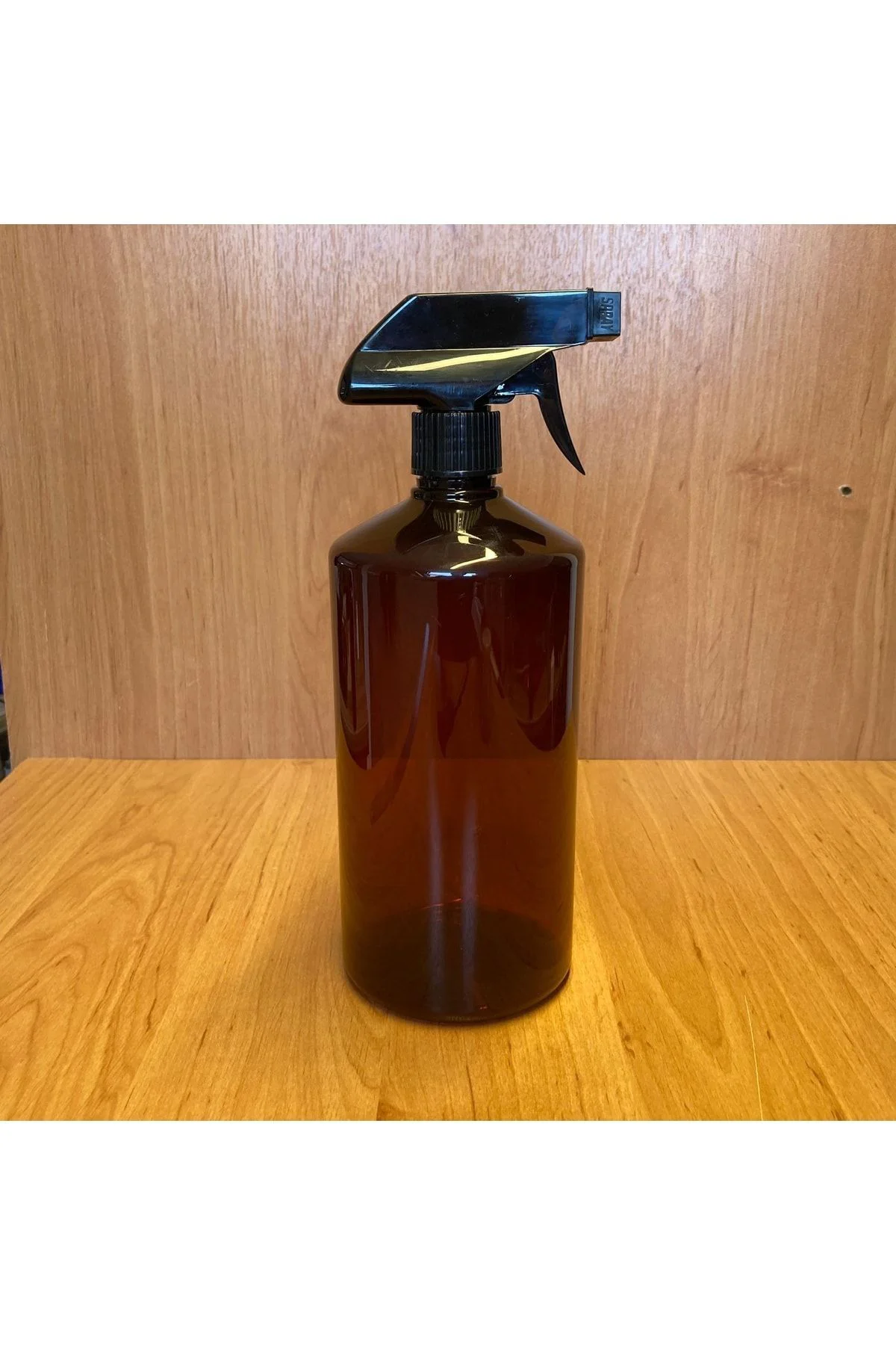 1000 Cc Amber Plastik Şişe - Siyah Tetik Spreyli - 1 Litre Kahver