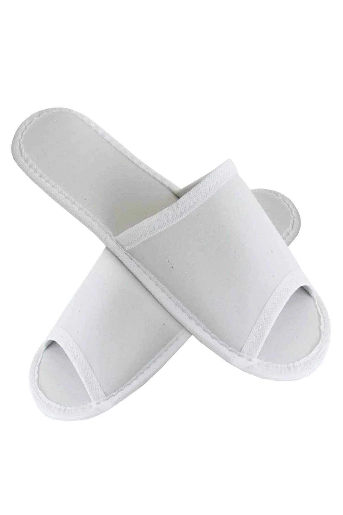 1000 Çift Biyeli Spa Terliği Önü Açık Kaymaz Tabanlı Beyaz Otel T